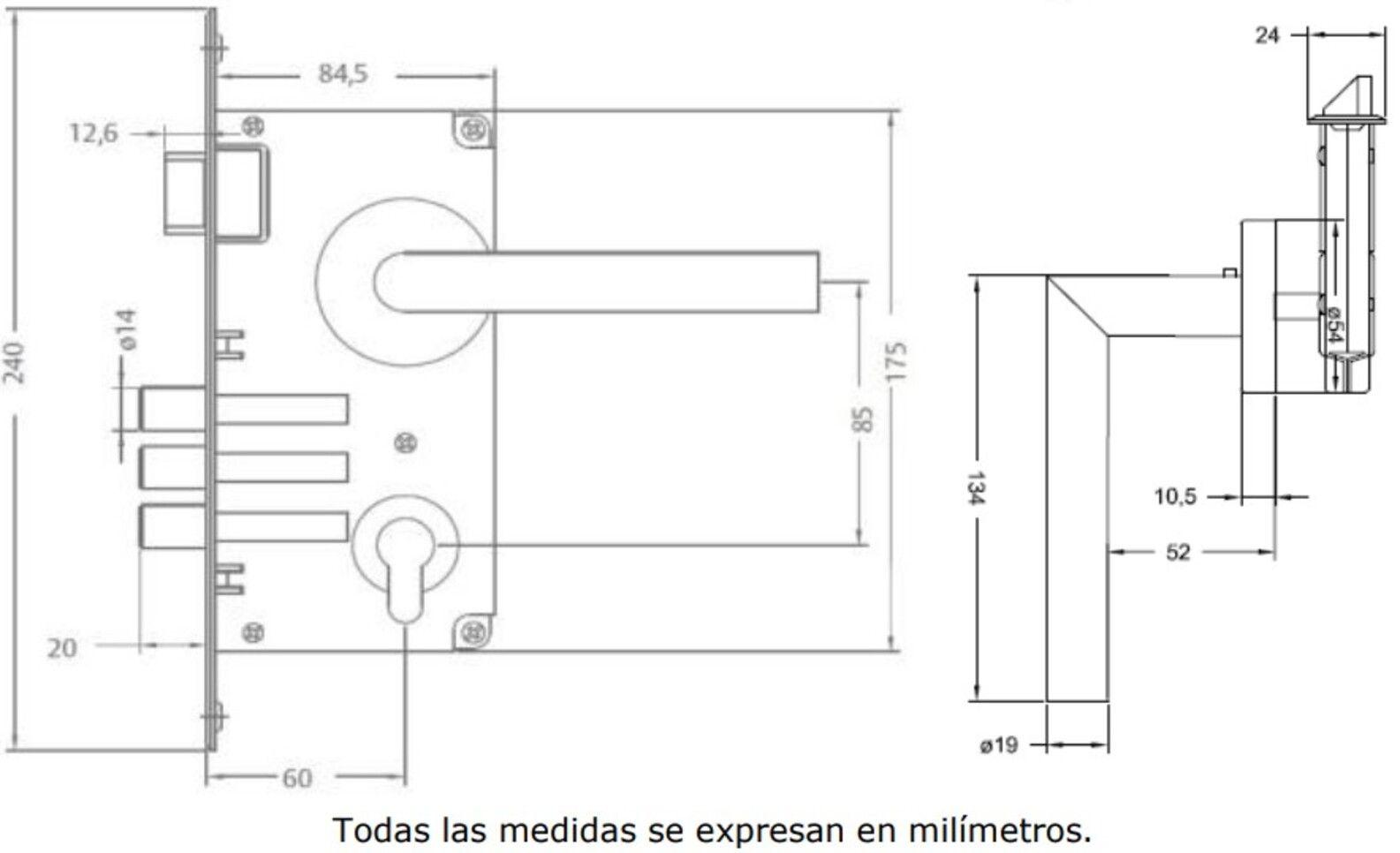 Cerradura Embutida YALE Toscana B60 Oficina-4