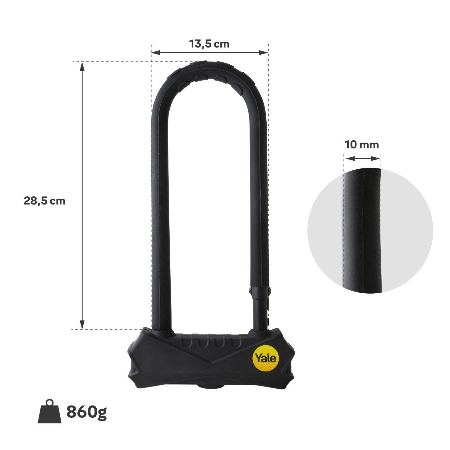 Candado Yale Bicicleta U-Lock 28,5cm Negro-4