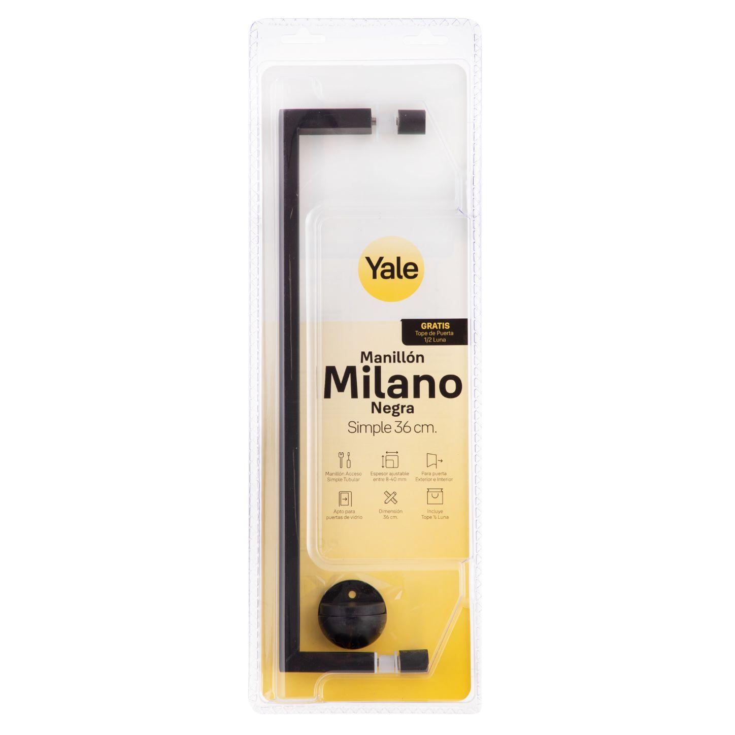 Manillón Milano Yale Simple 36cm + Tope 1/2 Luna negro-7