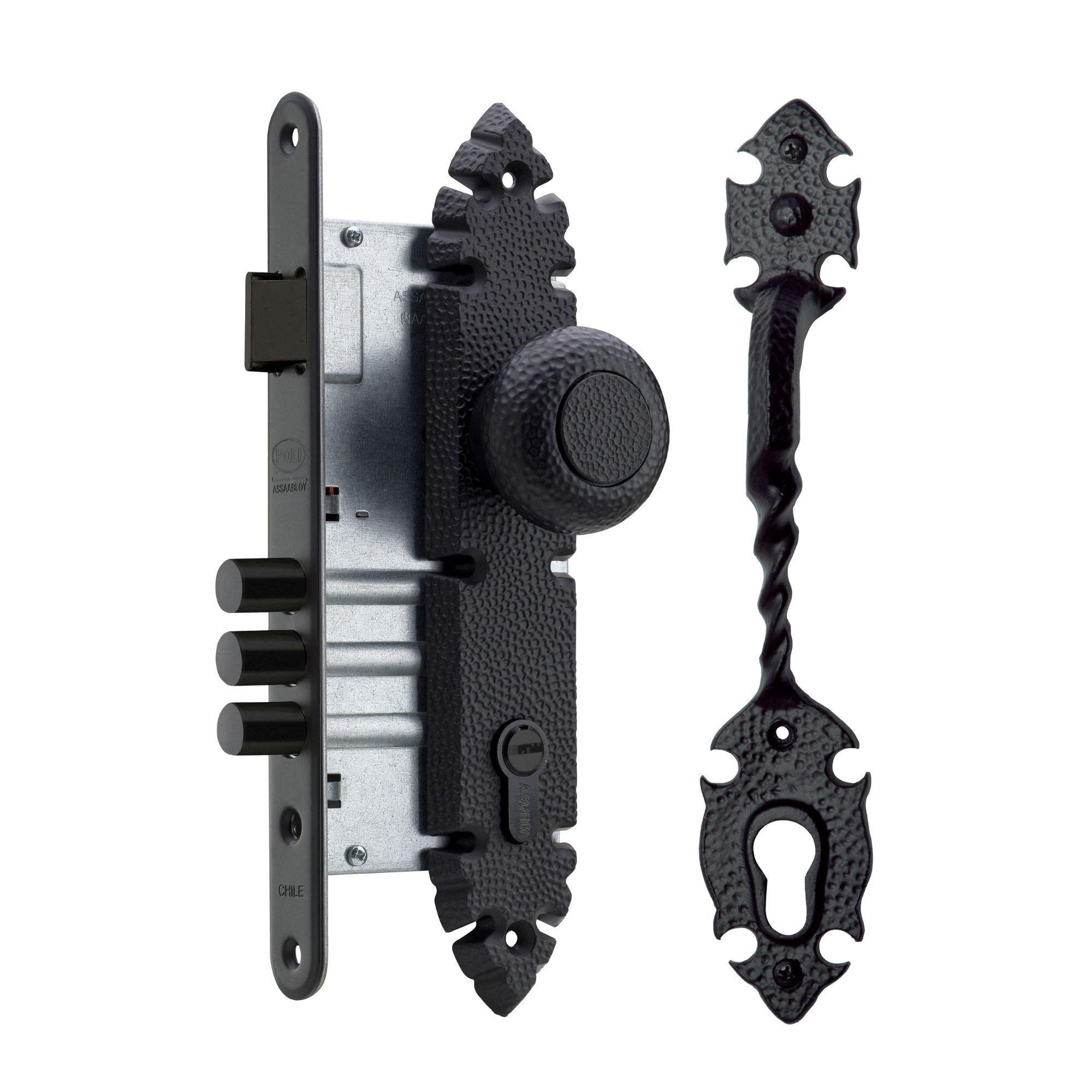 Cerradura Embutida Rústica Poli B60 PomoTirador acceso 1/2-0