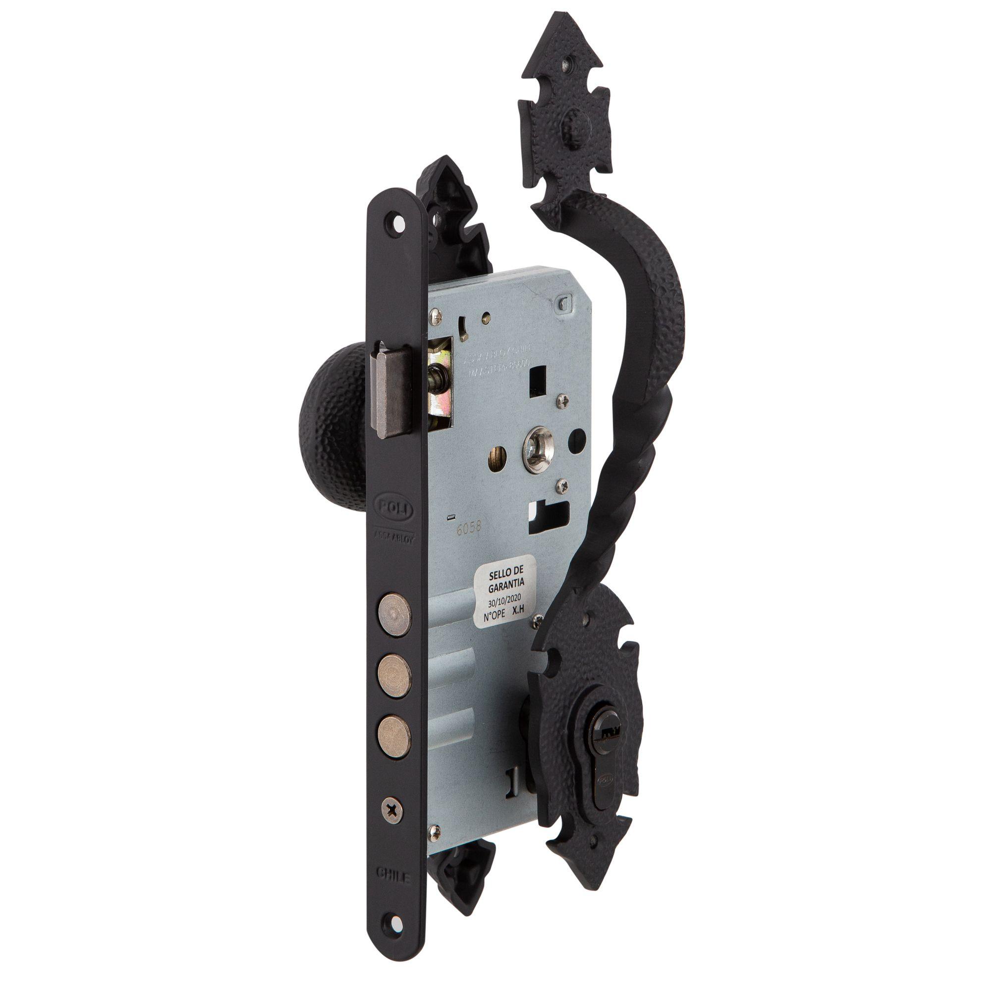 Cerradura Embutida Rústica Poli B60 PomoTirador acceso 1/2-1