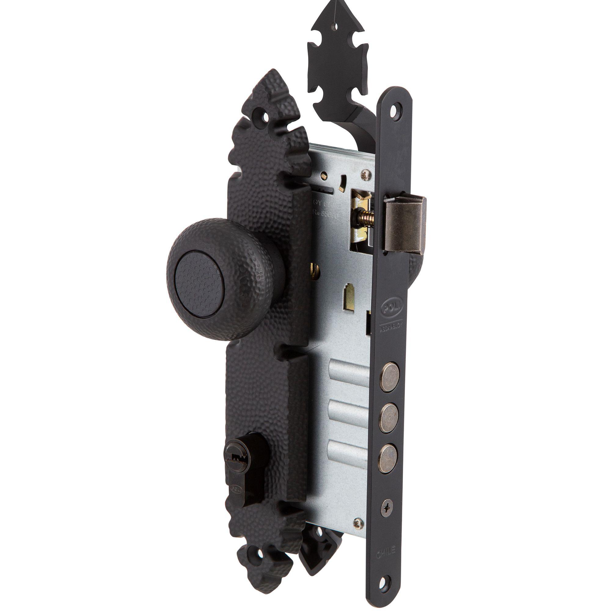 Cerradura Embutida Rústica Poli B60 PomoTirador acceso 1/2-2