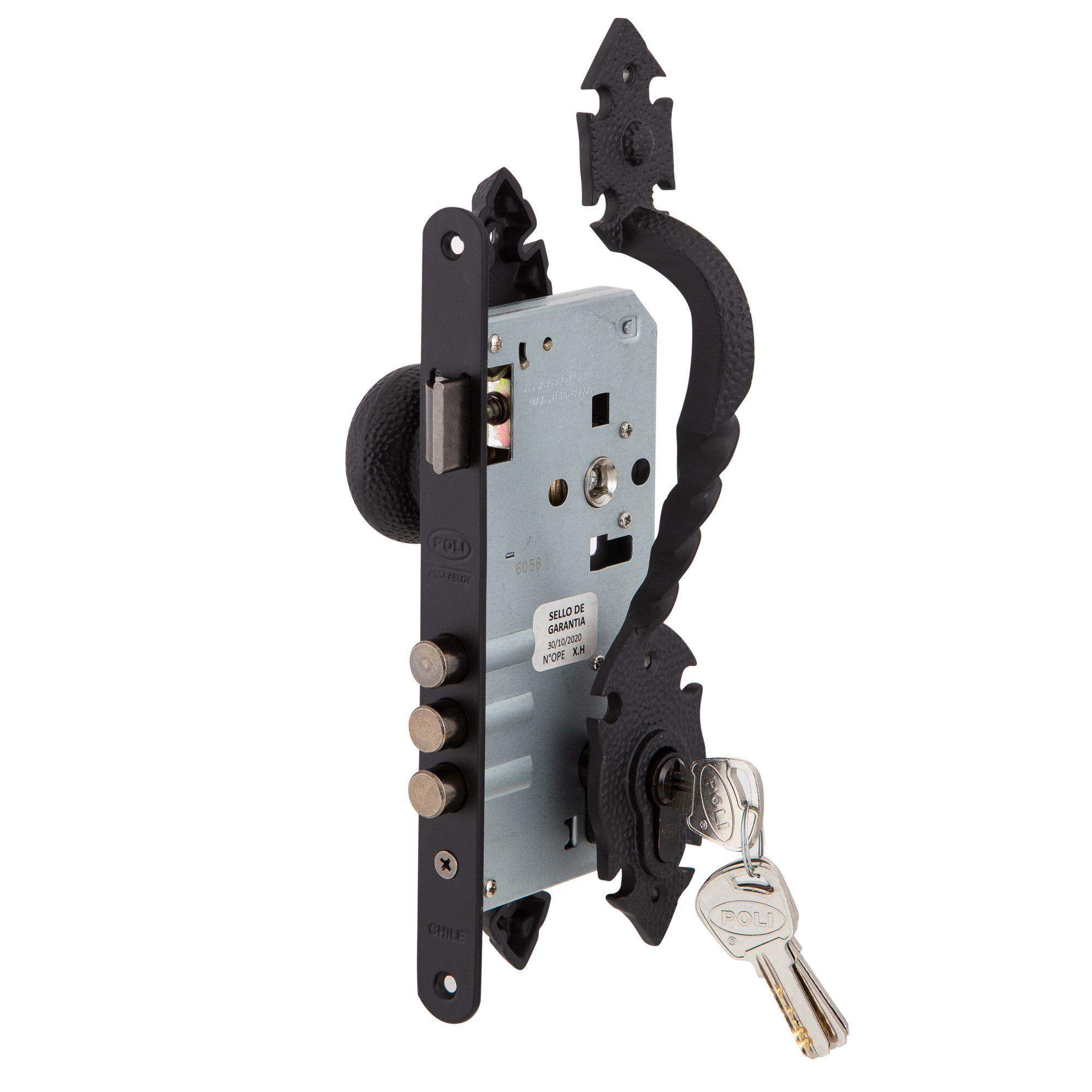 Cerradura Embutida Rústica Poli B60 PomoTirador acceso 1/2-3