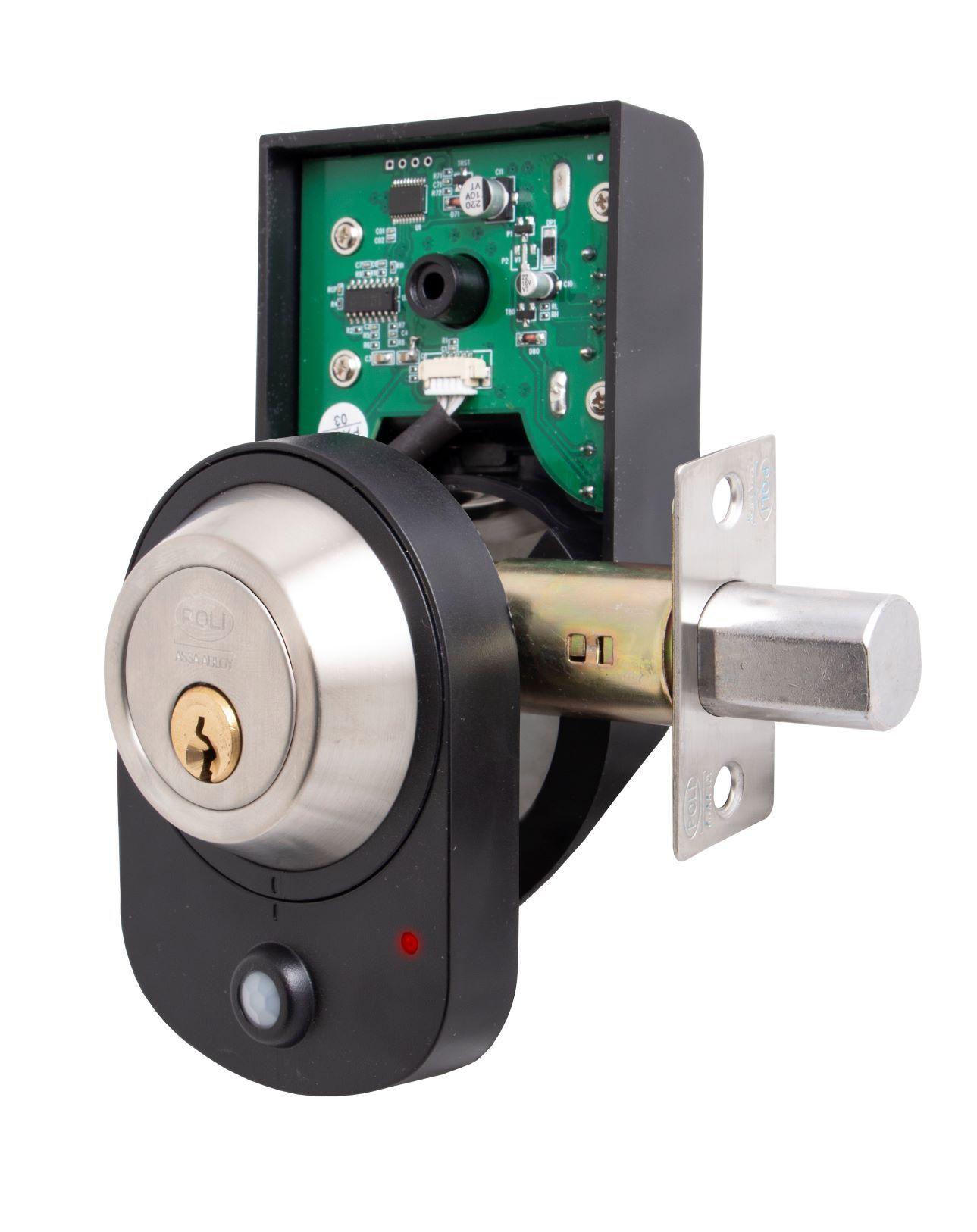 Cerrojo Poli Sensor100 Llave/Perilla con Alarma inoxidable-5