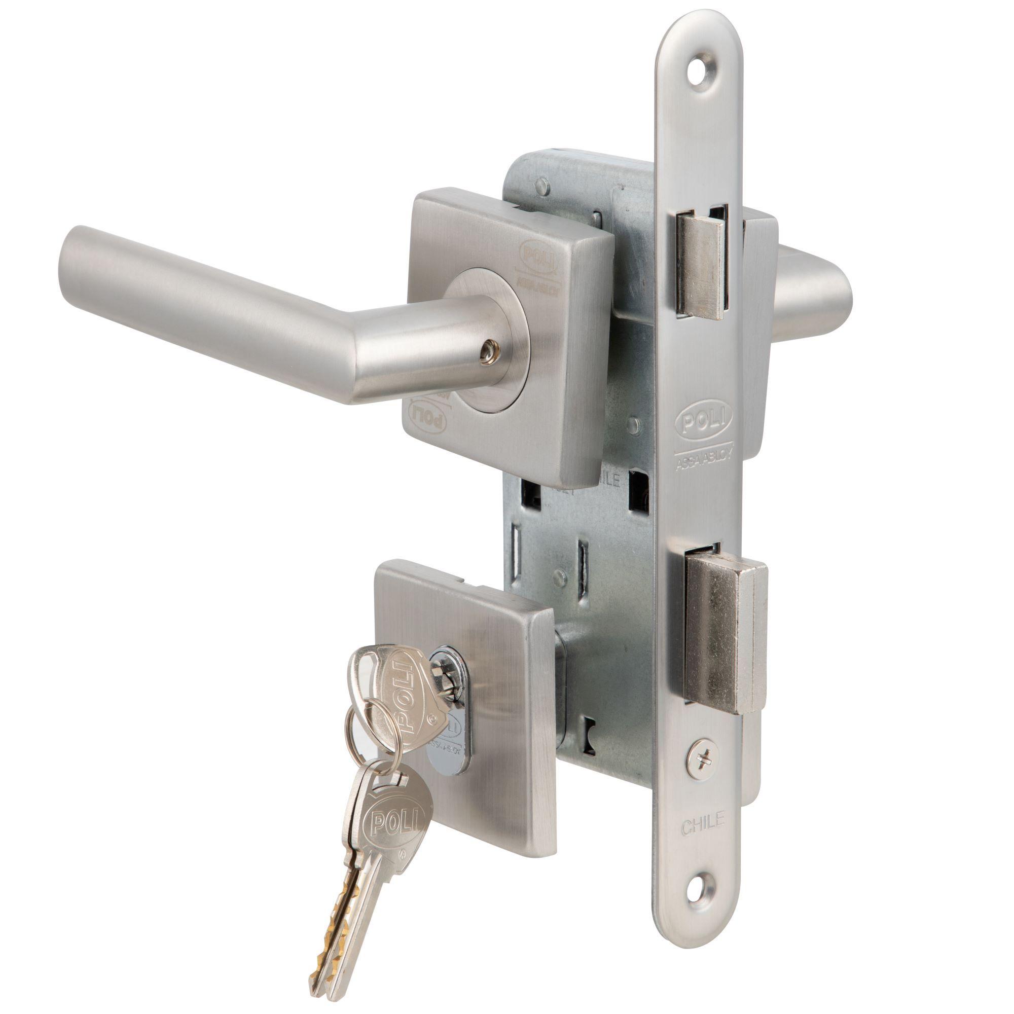 Cerradura Embutida Poli Piano B40 dormitorio Llave/Perilla-2
