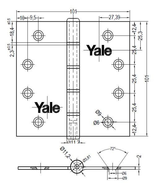 Bisagra Inoxidable Yale con golilla 4mm x  4m-1
