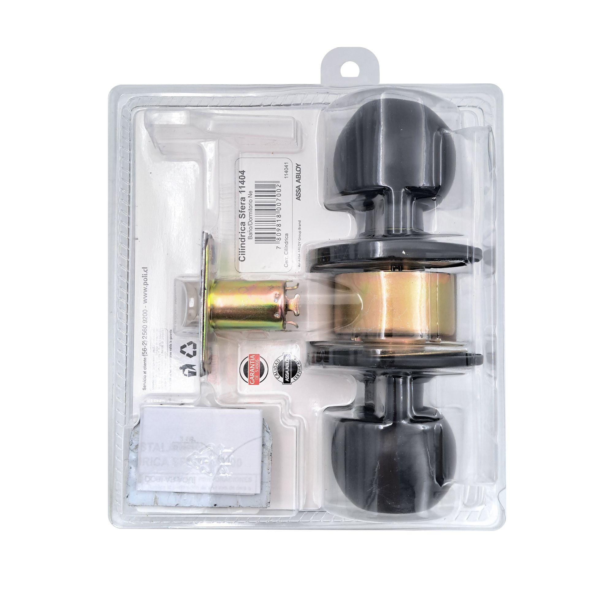 Cerradura Cilíndrica POLI Sfera Baño/Dormitorio Negro-2