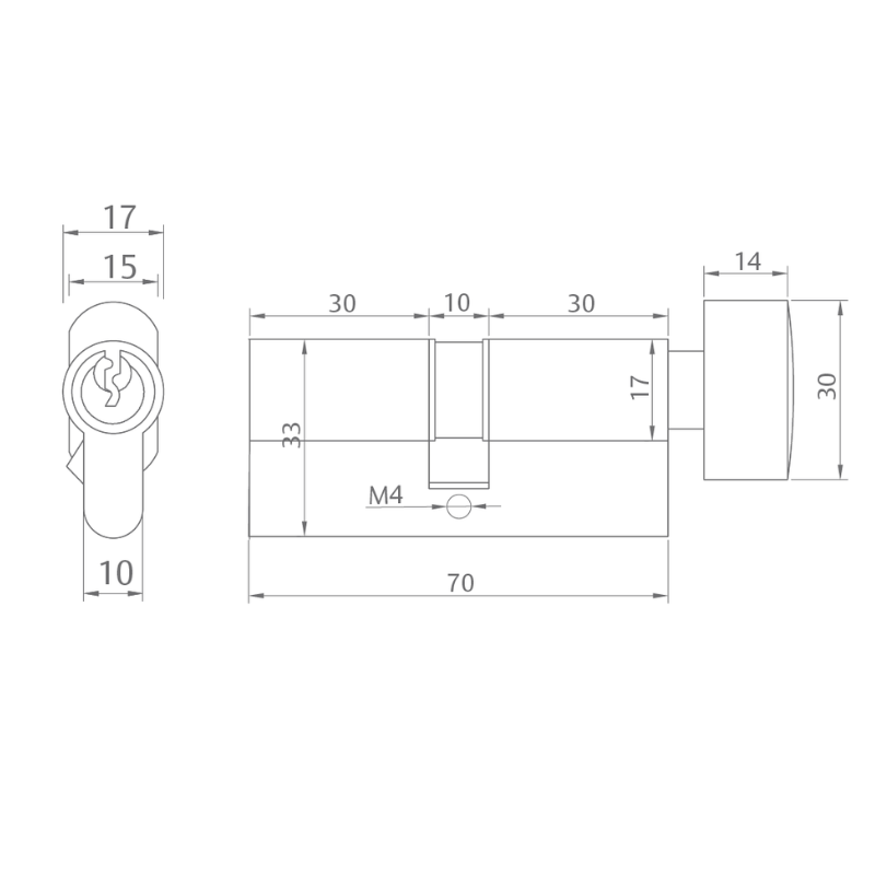 Cilindro Euro Yale 70 mm Llave/Perilla-3
