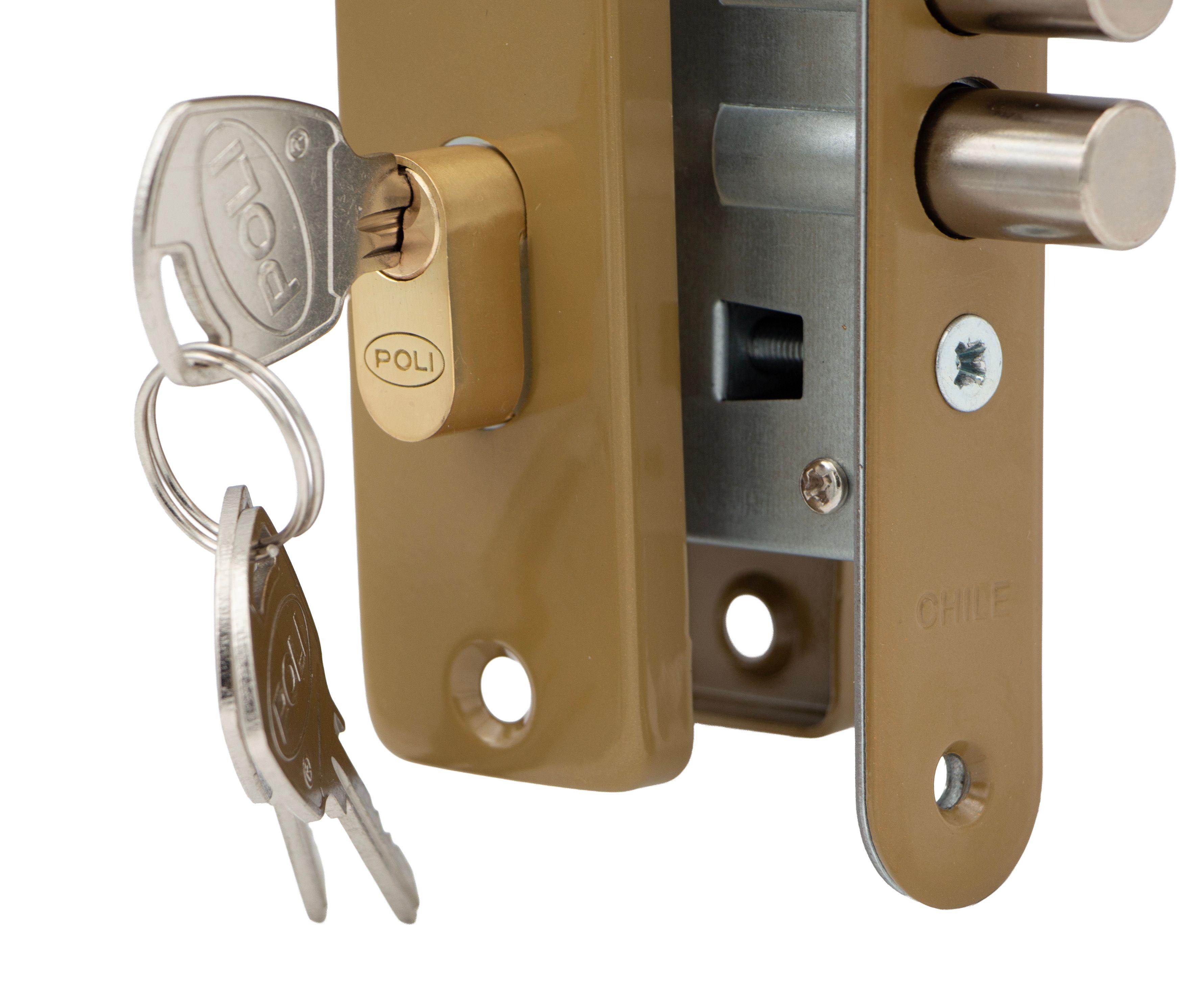 Cerradura Embutida Clásica Poli B40 Oficina Bronce-3