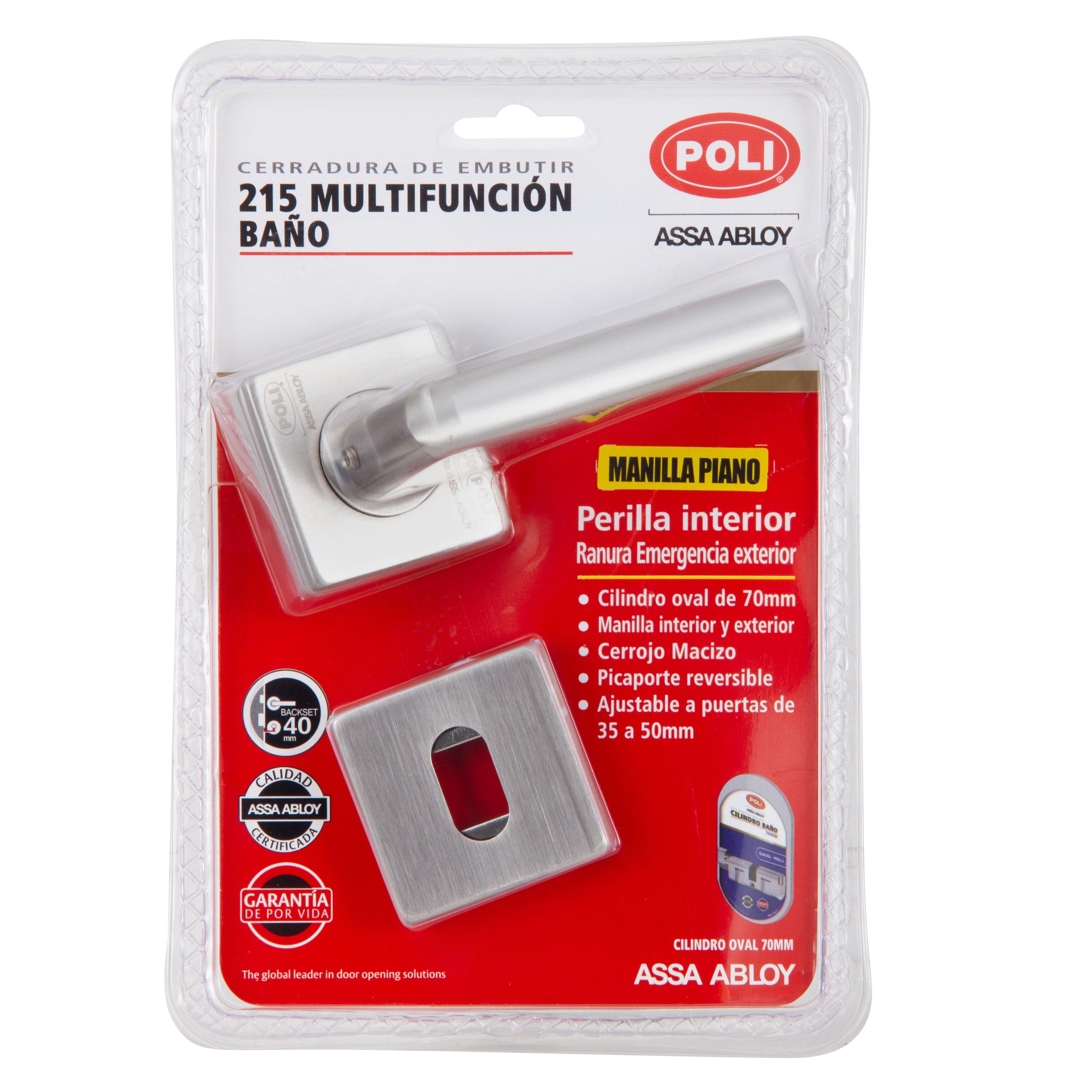 Cerradura Embutida Piano Poli B40 Baño Perilla/Ranura-6