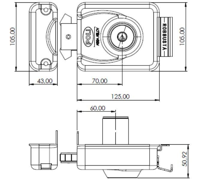 Cerradura Sobreponer Poli Robbusta 7300 B60 Corredera - Caja-6