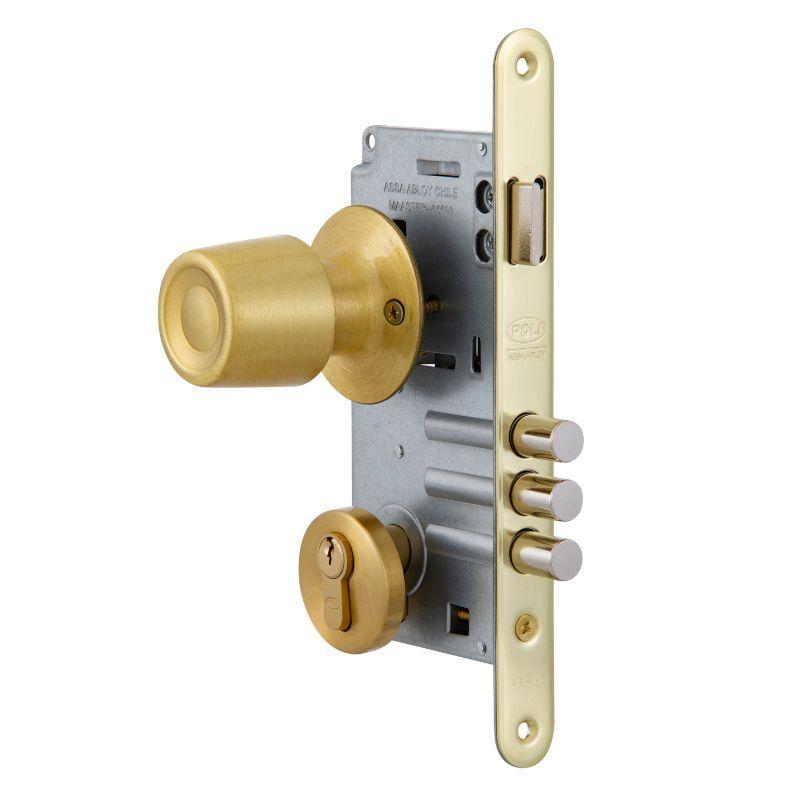 Cerradura Embutida Poli Urbano B60 Acceso Fijo Bronce-2
