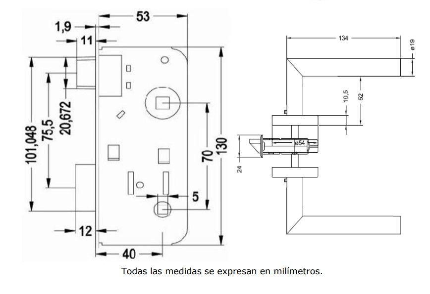 Cerradura Embutida YALE Toscana B40 Baño-5