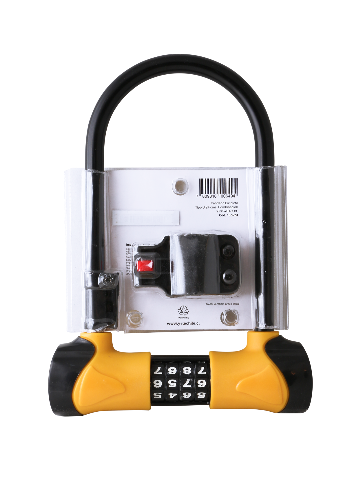 Candado Yale Bicicleta U-Lock 24cm Combinación Negro-3