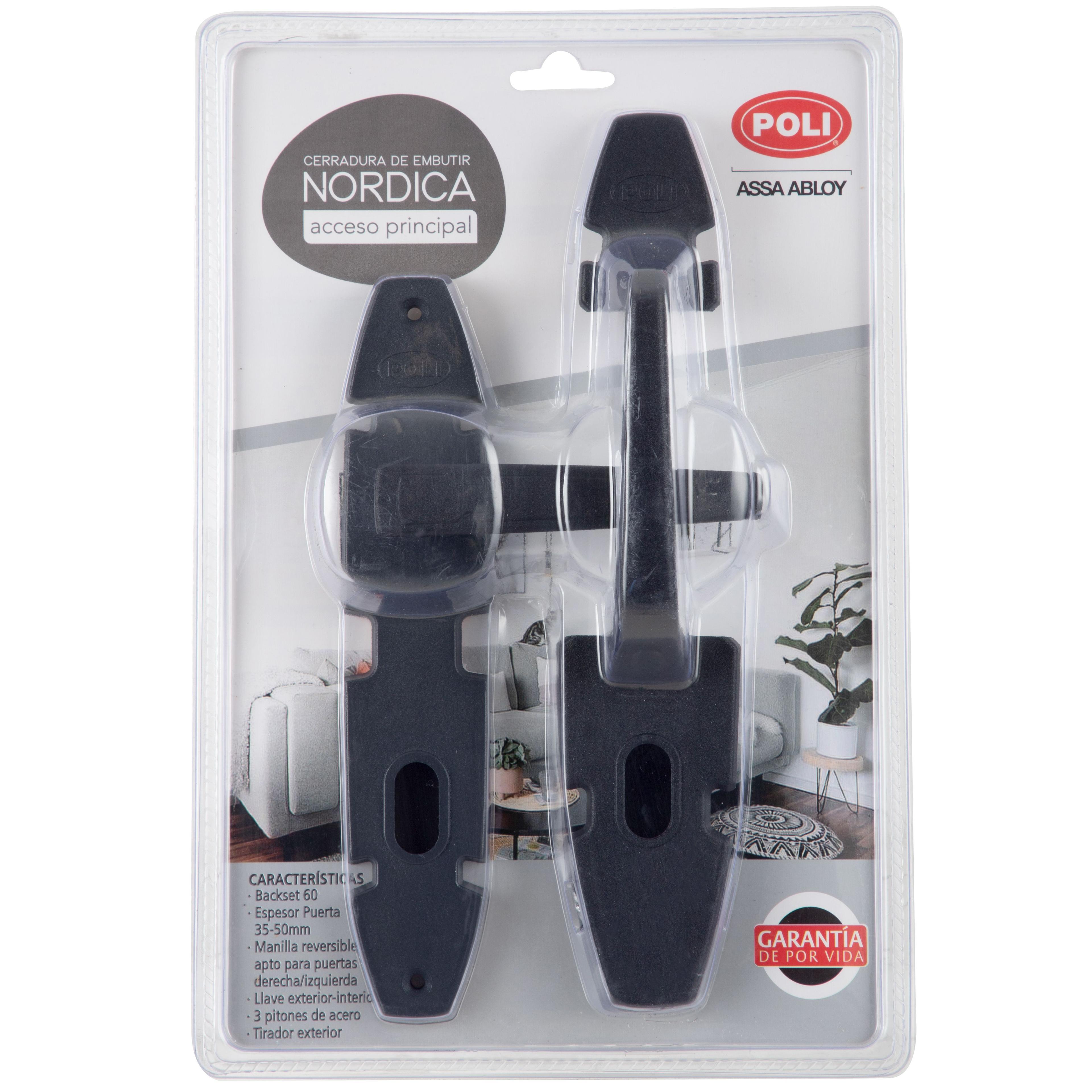 Cerradura Embutida Nórdica Oval B60 Acceso 1/2 con Tirador Negro-3