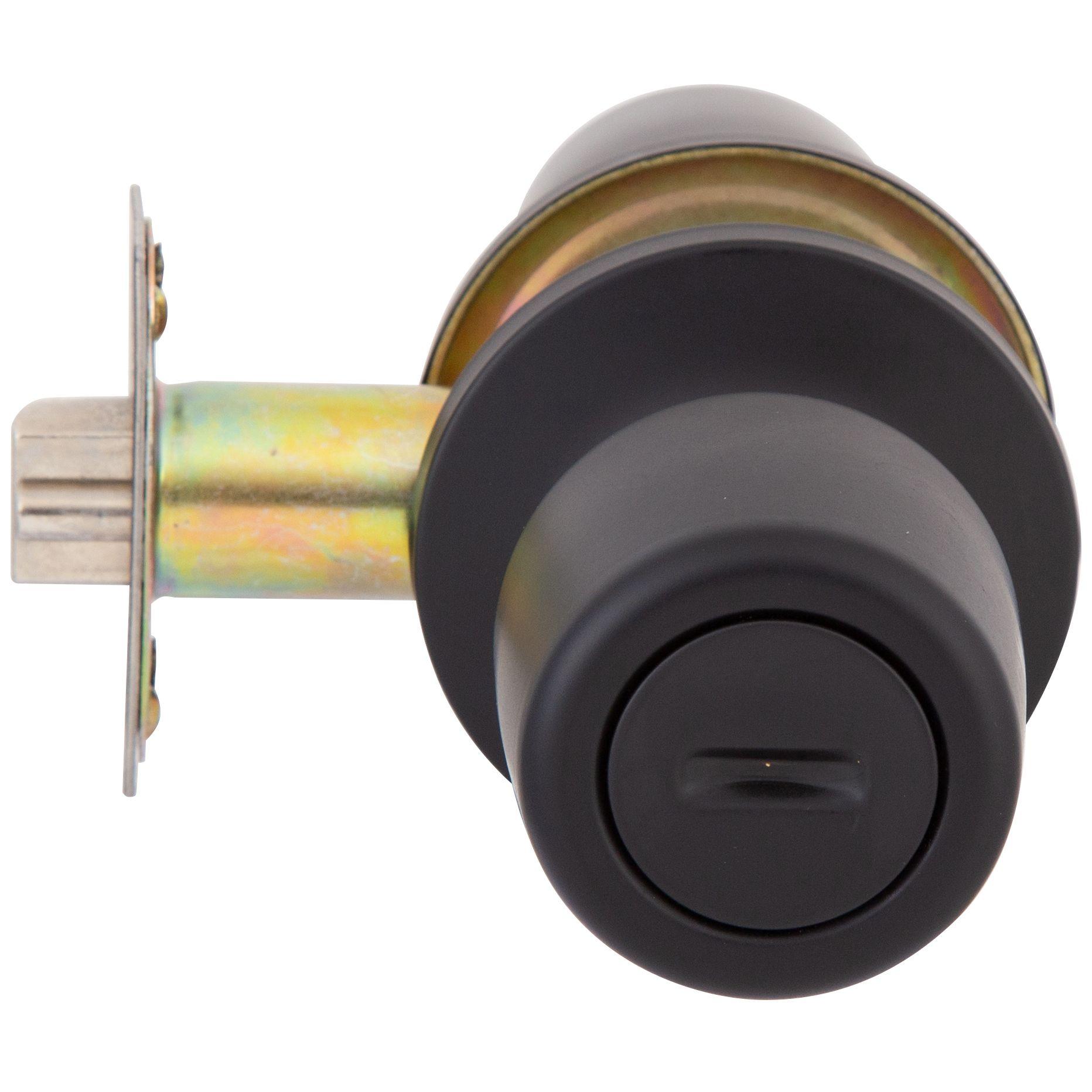 Pack Cerradura Pomo Poli Antibacterial Baño/Dormitorio Negro-2