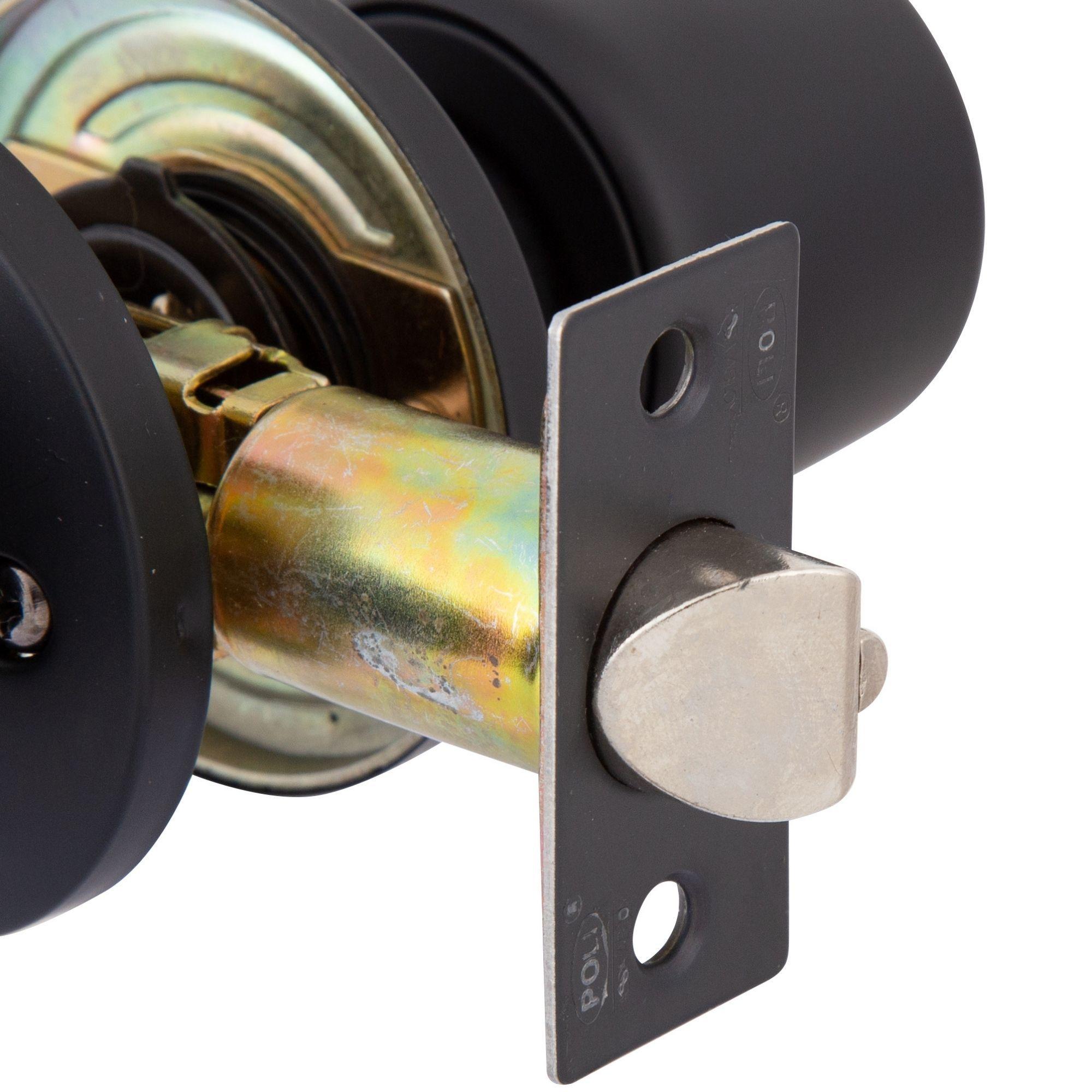 Pack Cerradura Pomo Poli Antibacterial Baño/Dormitorio Negro-2