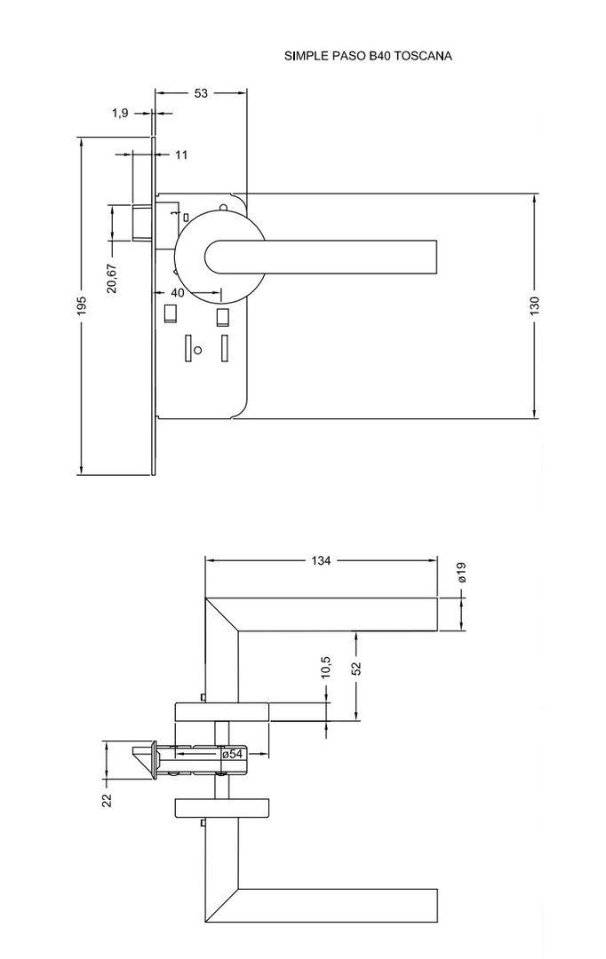 Cerradura Embutida YALE Toscana B40 Simple Paso-4