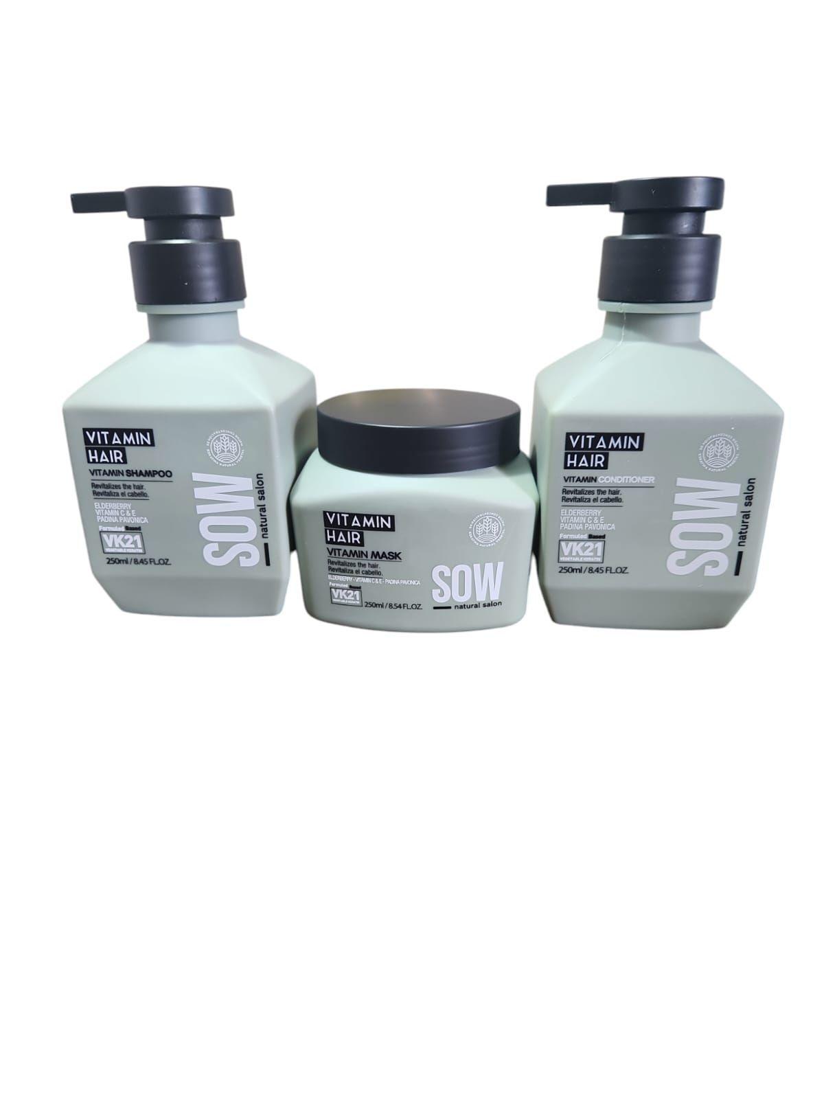 kit vitamin hair mask 150ml shampoo 250ml  y acondicionador 250ml-0