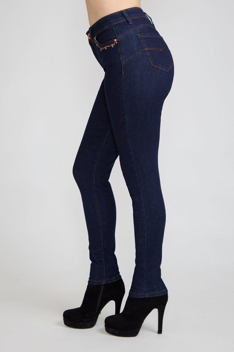 Jeans Pitillo Bordado Azul Tentation-2