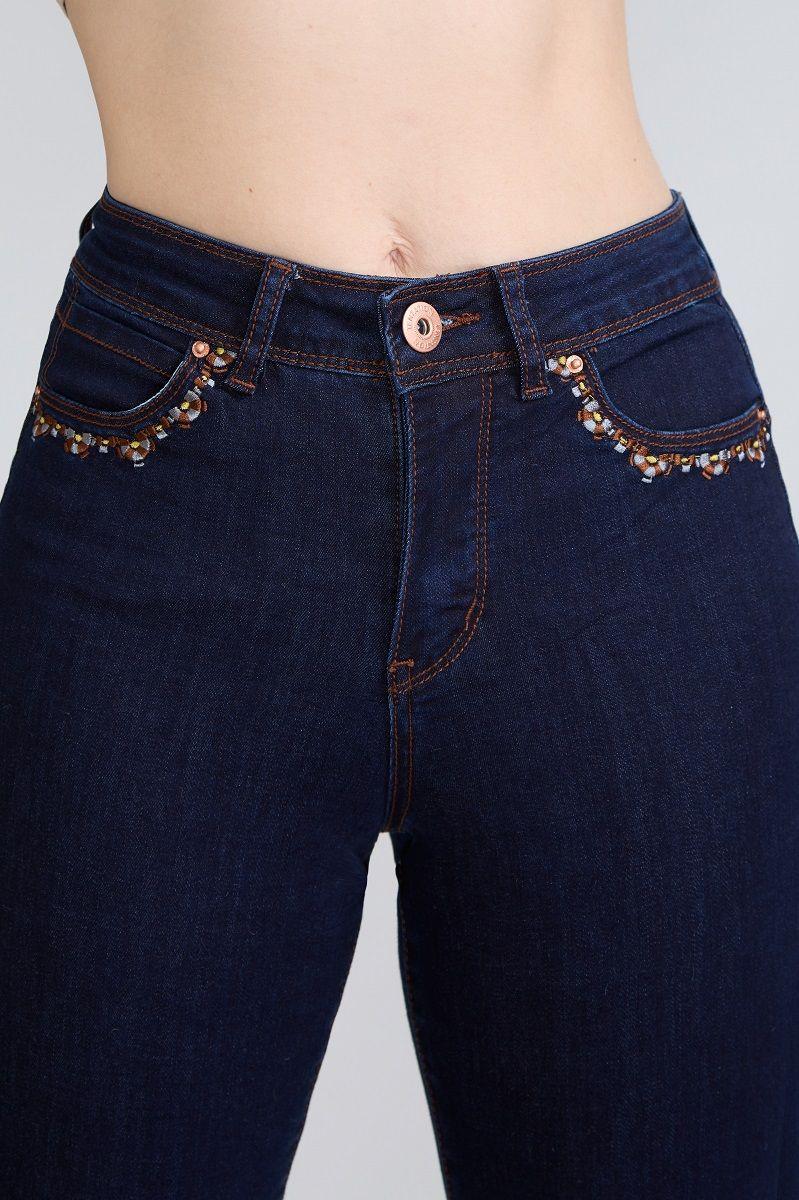Jeans Pitillo Bordado Azul Tentation-4