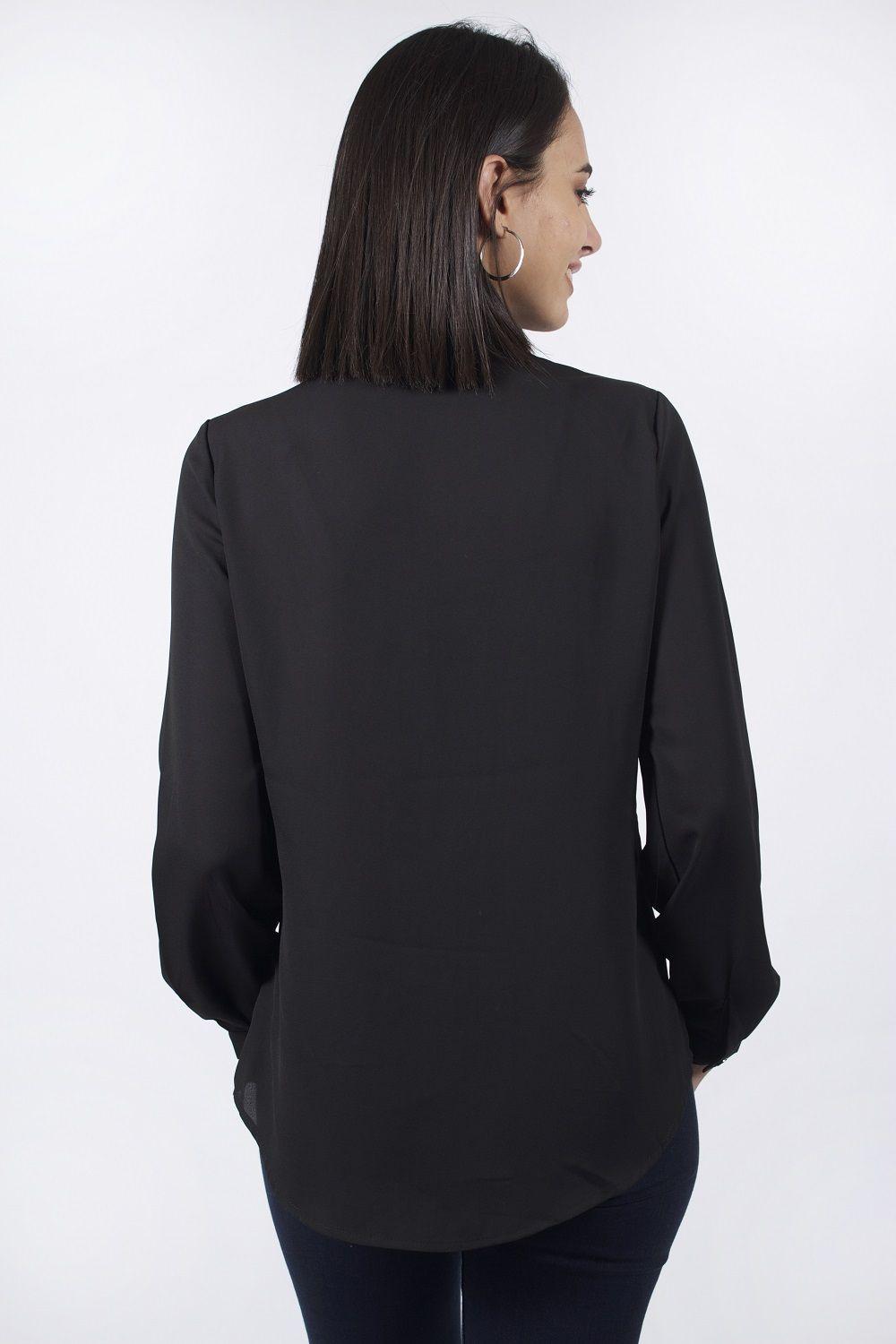 Blusa bordada cuello mao negro-2