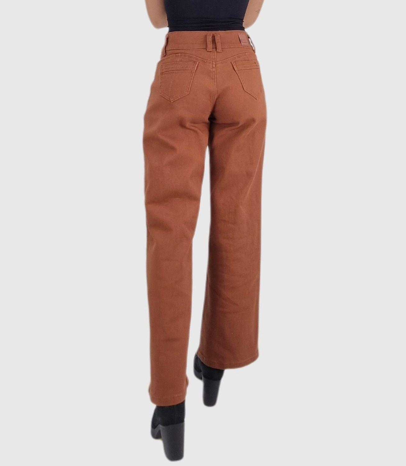 Jeans color wide leg marron-2