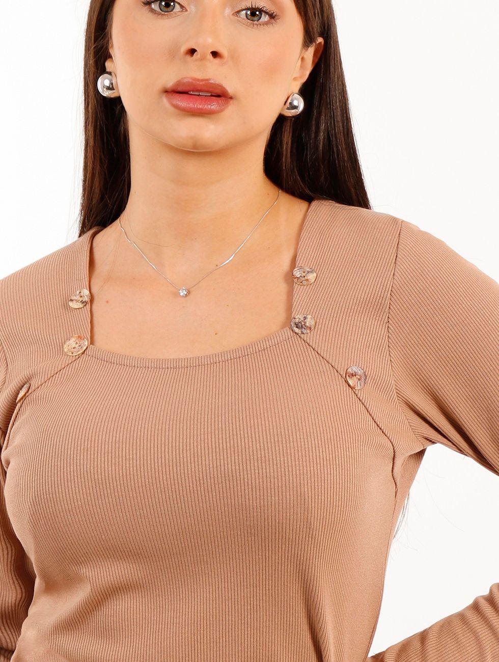Polera Canuton Escote Cuadrado Beige Tentation-2