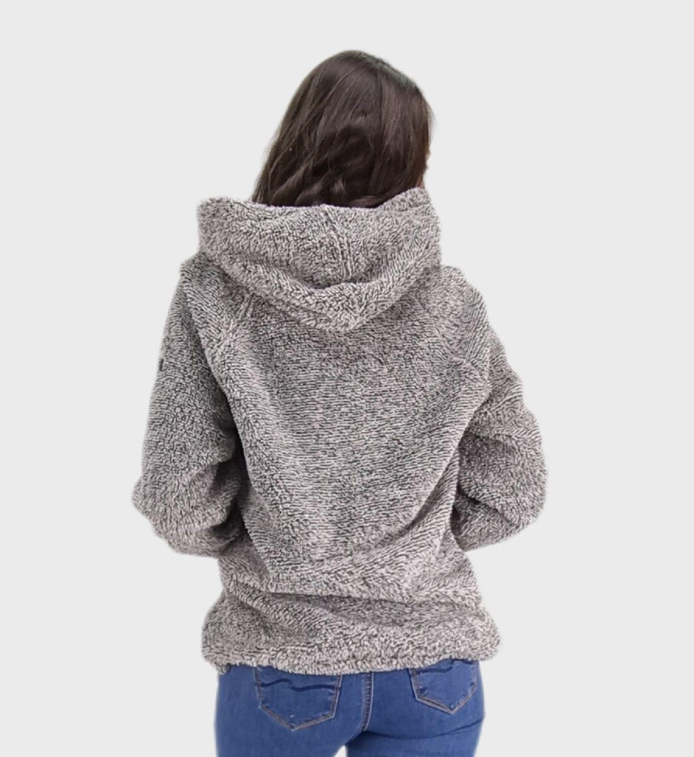 Poleron sherpa boton gris-3