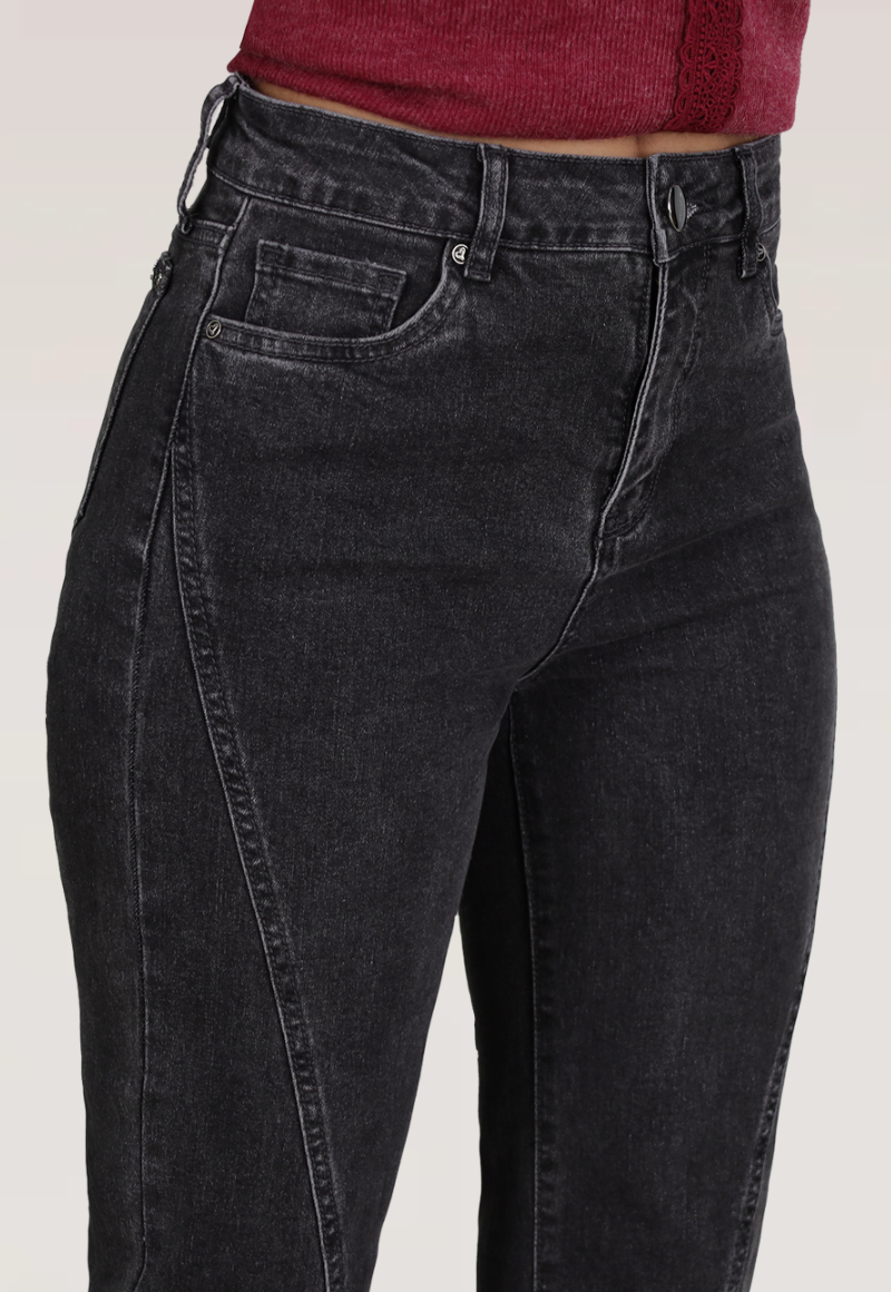 JEANS RECTO CORTES T. ALTO Gris-2