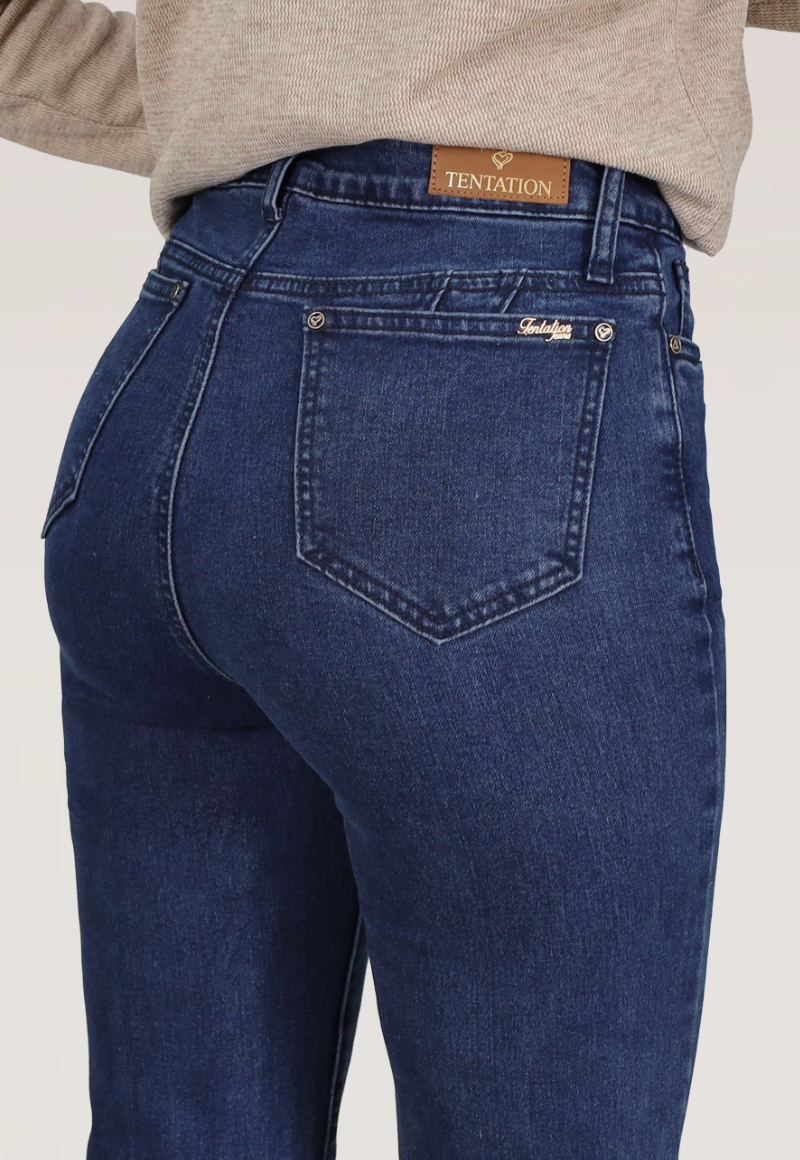 JEANS RECTO BORDADO T.ALTO Azul-2