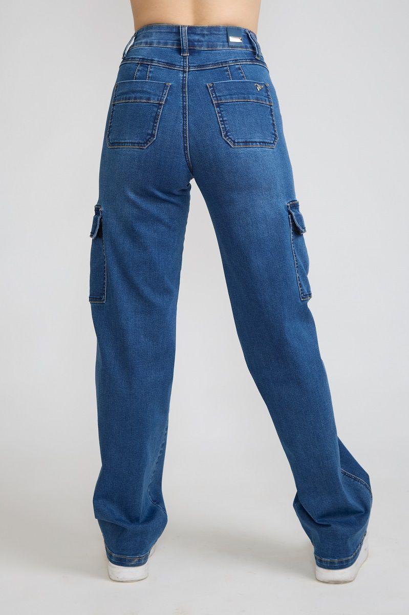 Jeans Cargo Push Up Azul Tentation-3