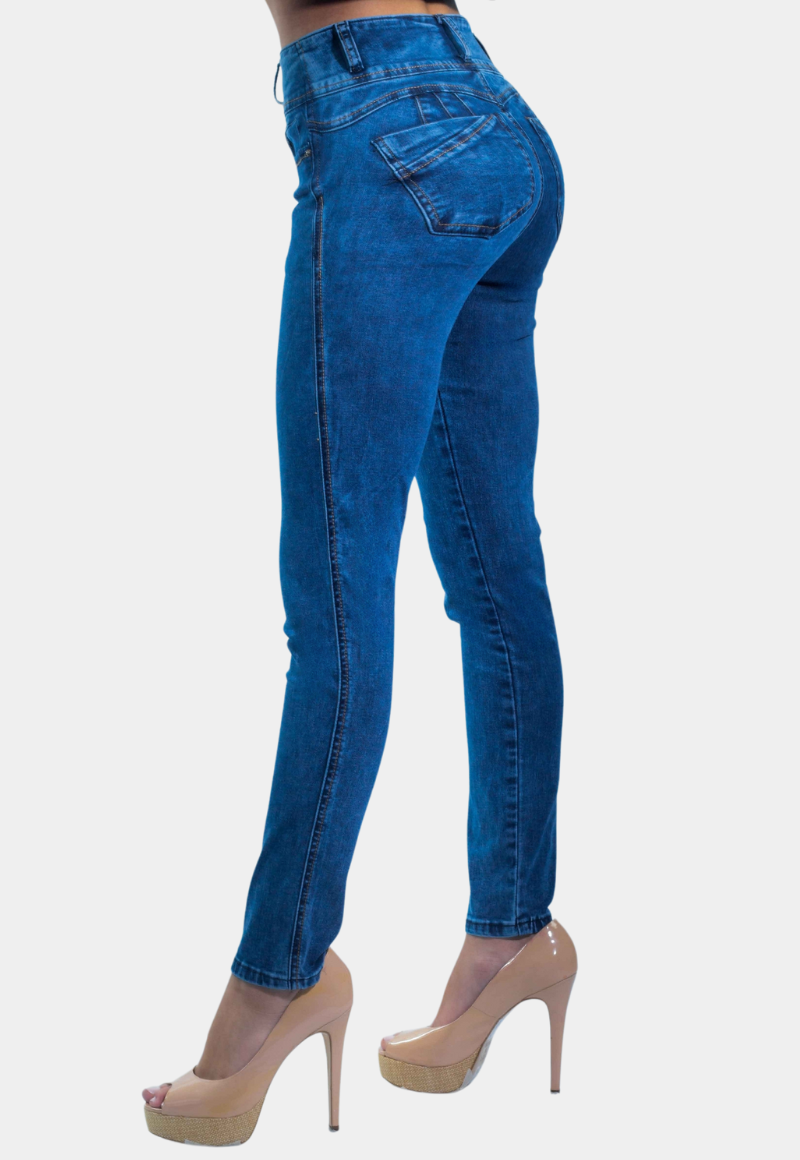 Jeans Pitillo Con Faja Elasticada Azul Tentation-1