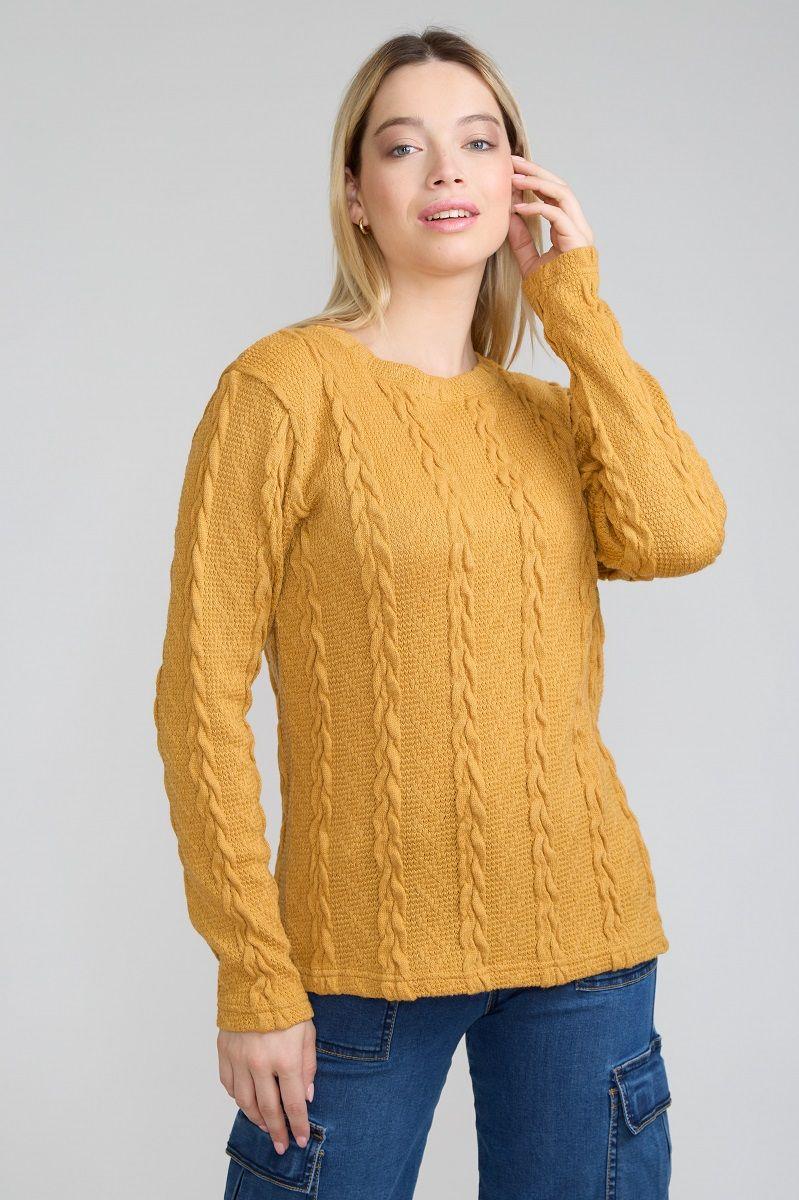 Sweater Trenzado Mostaza Tentation-0