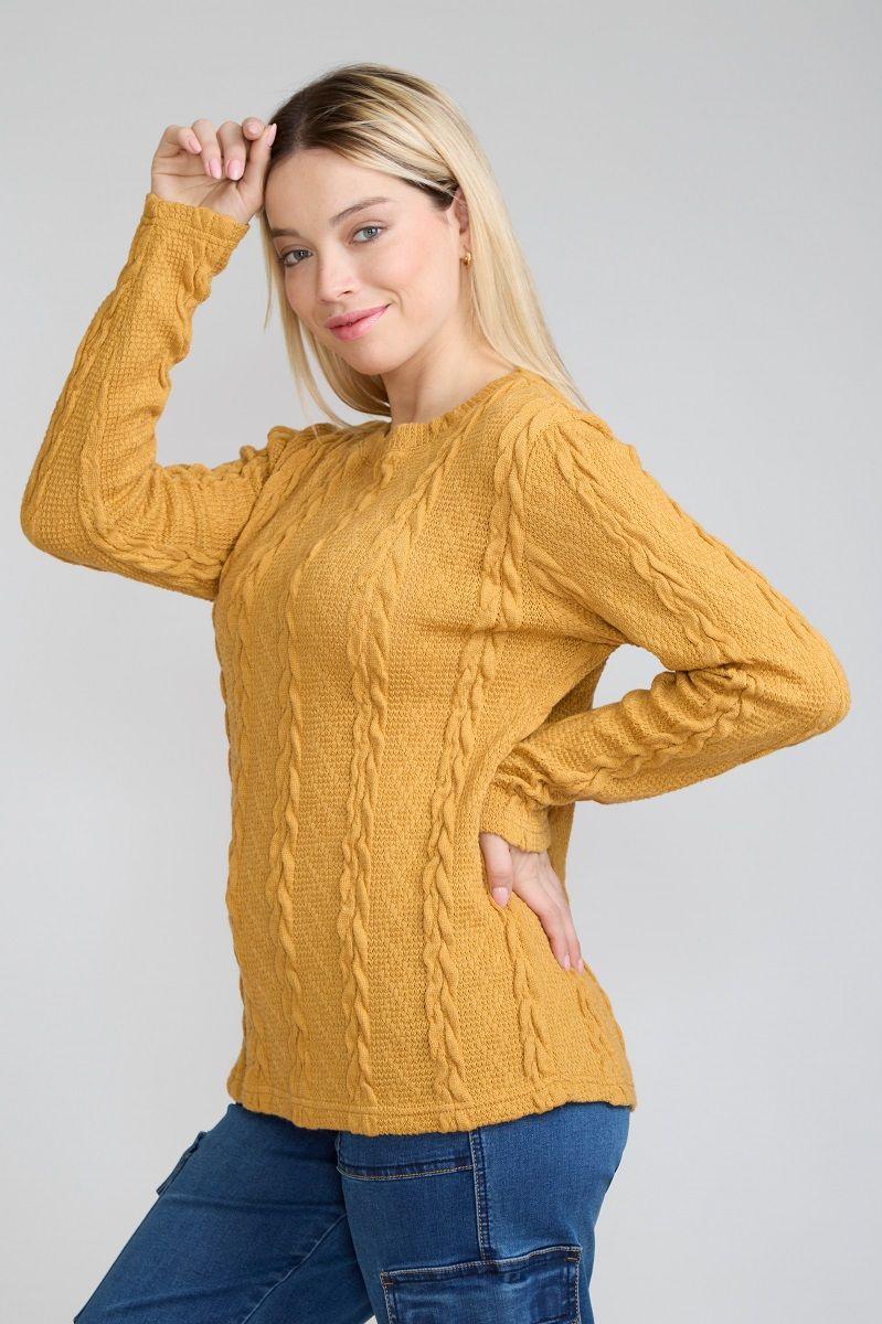 Sweater Trenzado Mostaza Tentation-1