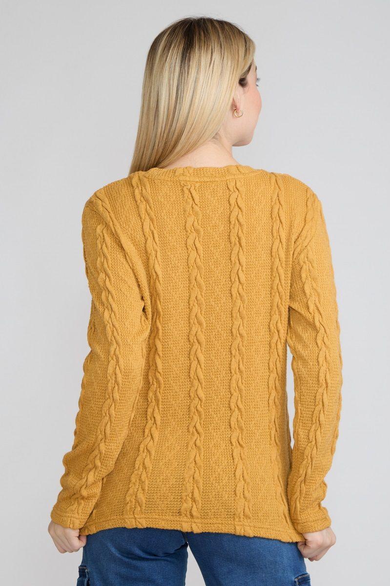 Sweater Trenzado Mostaza Tentation-2