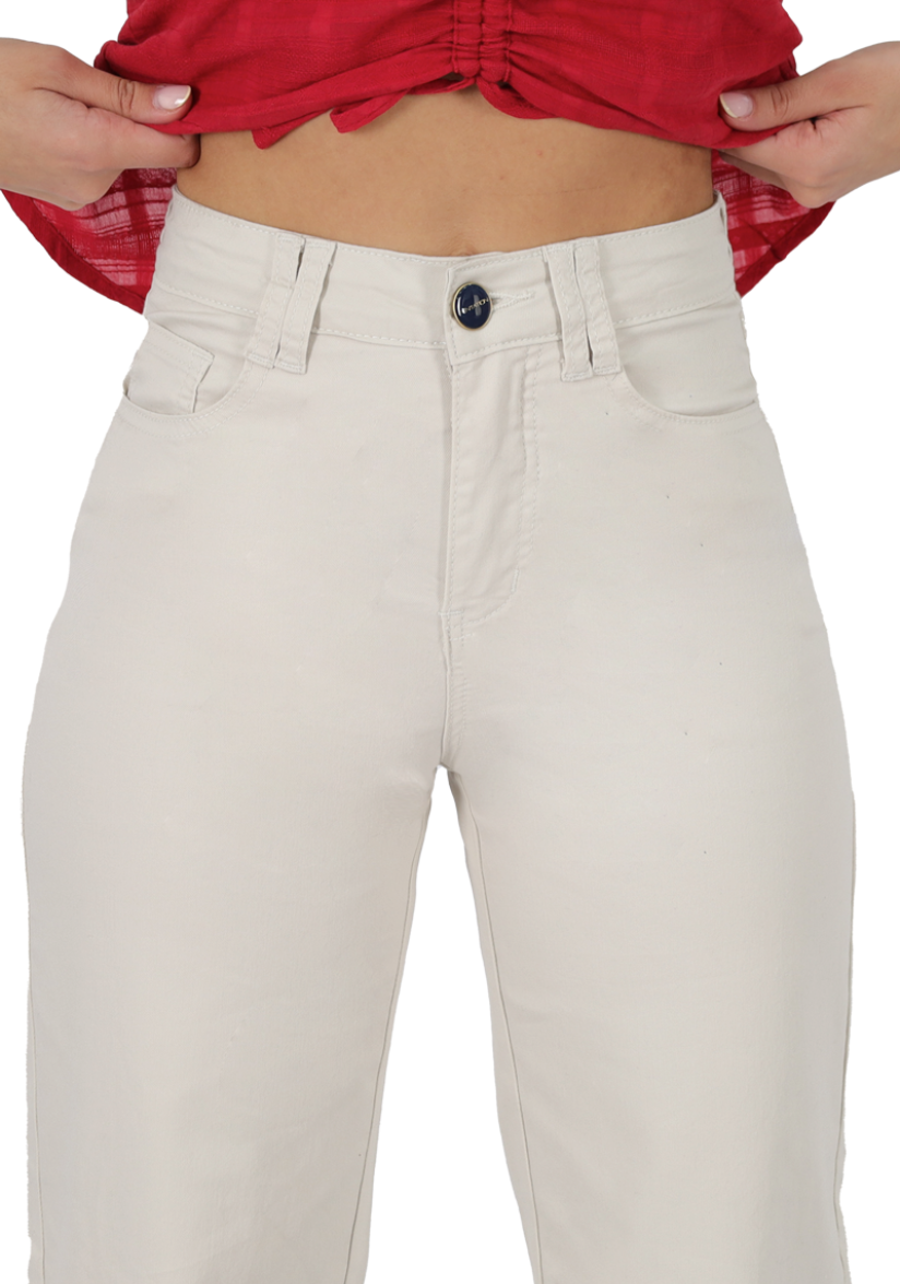 Wide Leg Gabardina Tiro Alto Crudo-2