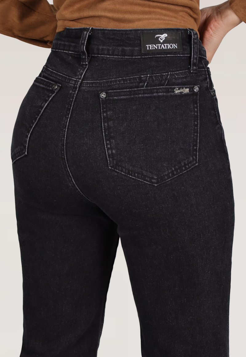 JEANS RECTO BORDADO T.ALTO Negro-3