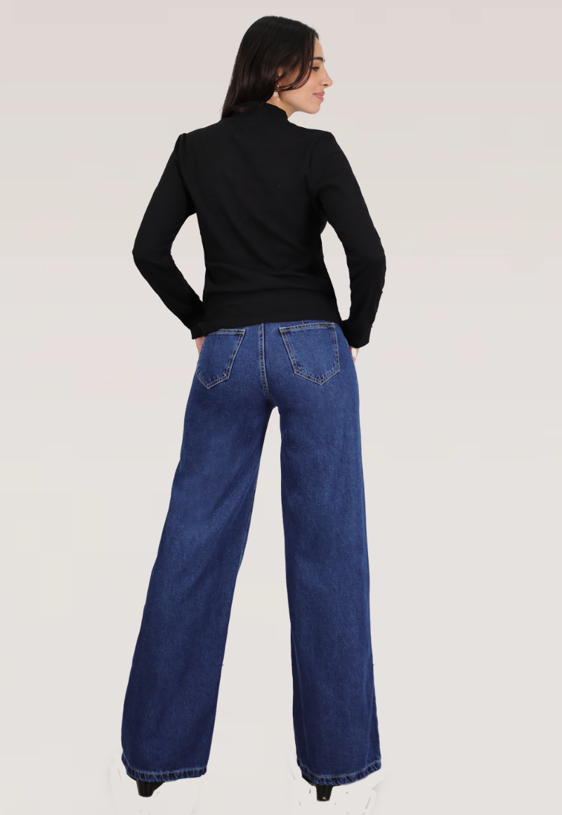 WIDE LEG  BOLS. PARCHE CONFORT Azul-1