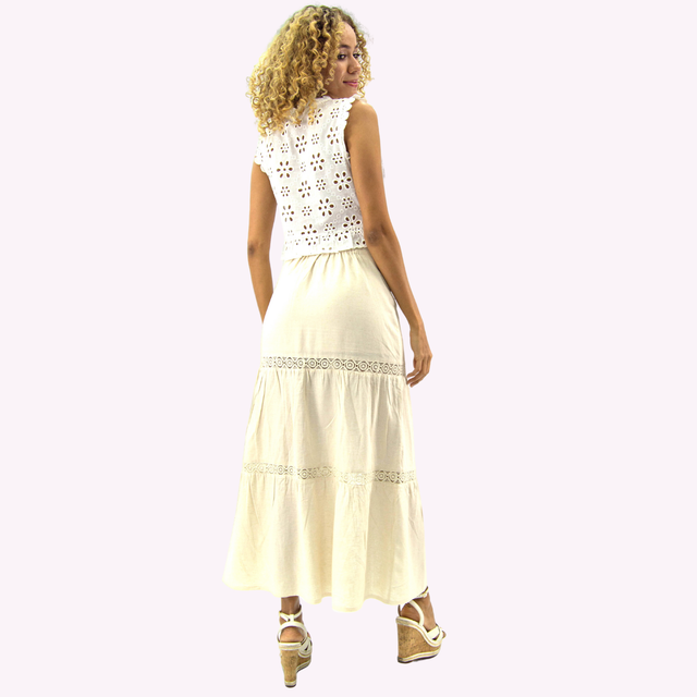 Falda Lino Broderie Beige-2