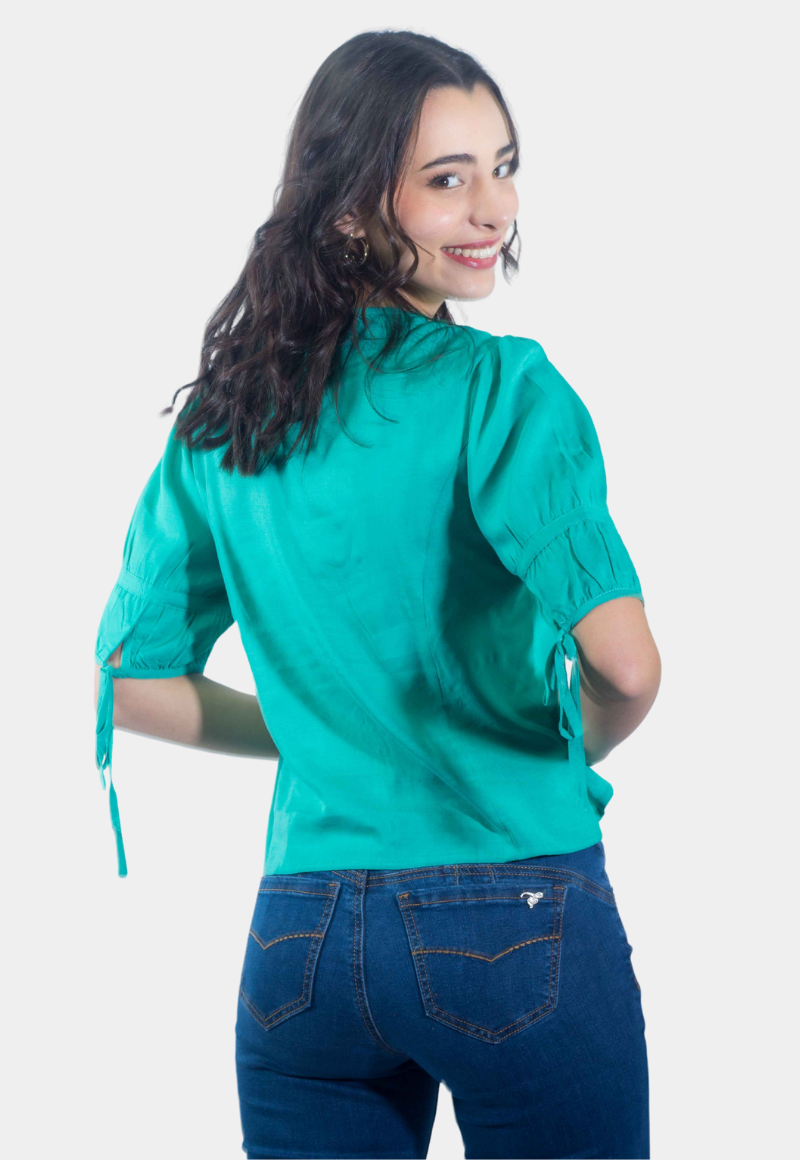 Blusa Abotonada Manga 3/4 Verde Tentation-2