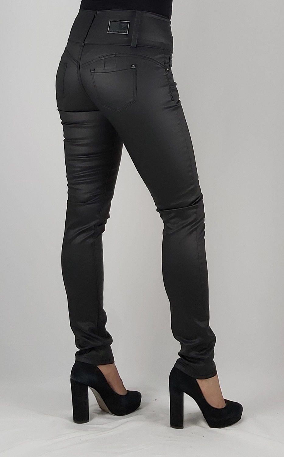 Pantalon gabardina cuero t/a pitillo negro-1