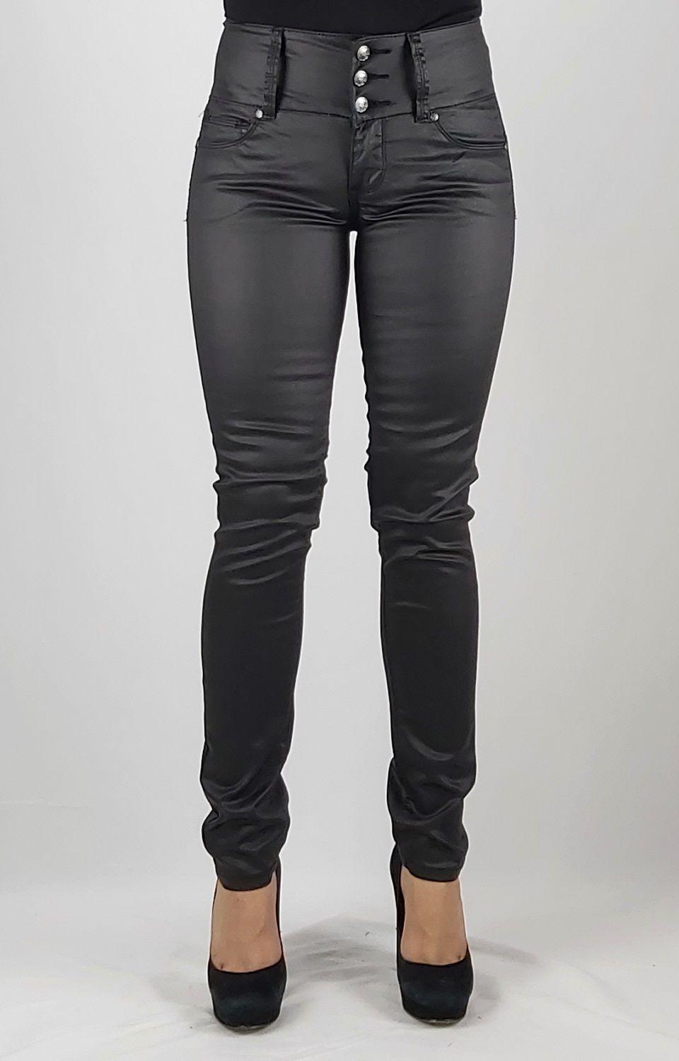 Pantalon gabardina cuero t/a pitillo negro-0