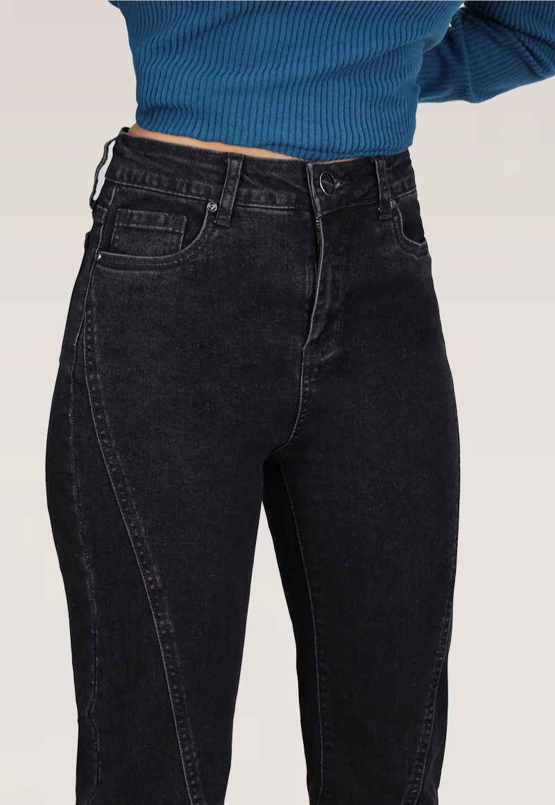 JEANS RECTO CORTES T. ALTO Negro-2