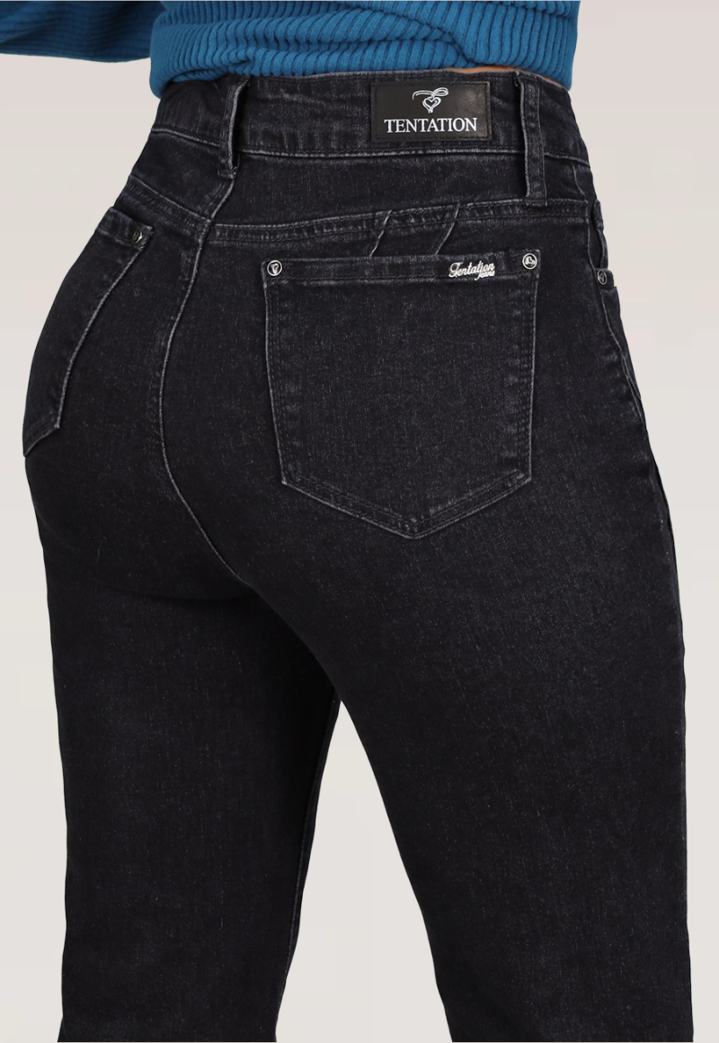 JEANS RECTO CORTES T. ALTO Negro-3