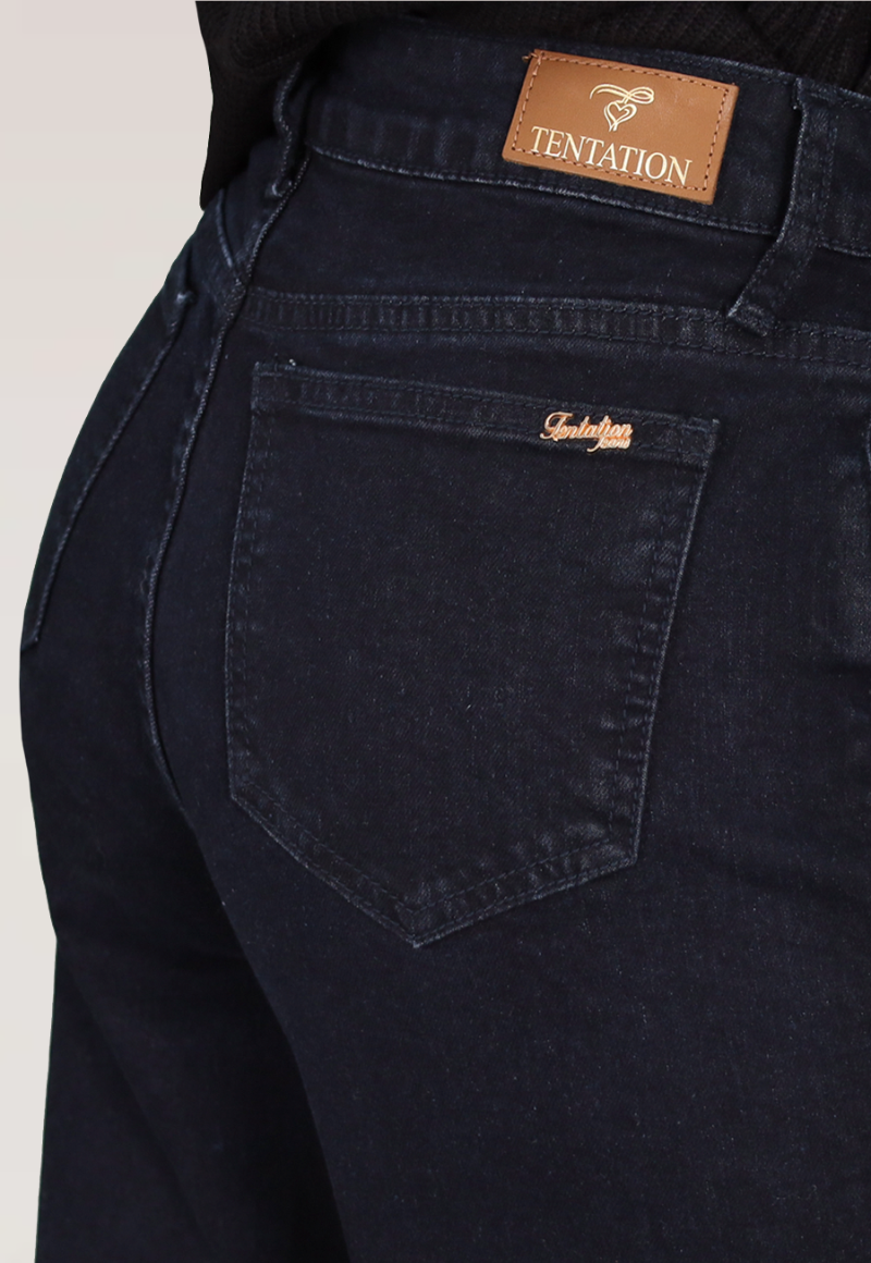 WIDE LEG BORDADO LATERAL T.ALTO Black blue-3