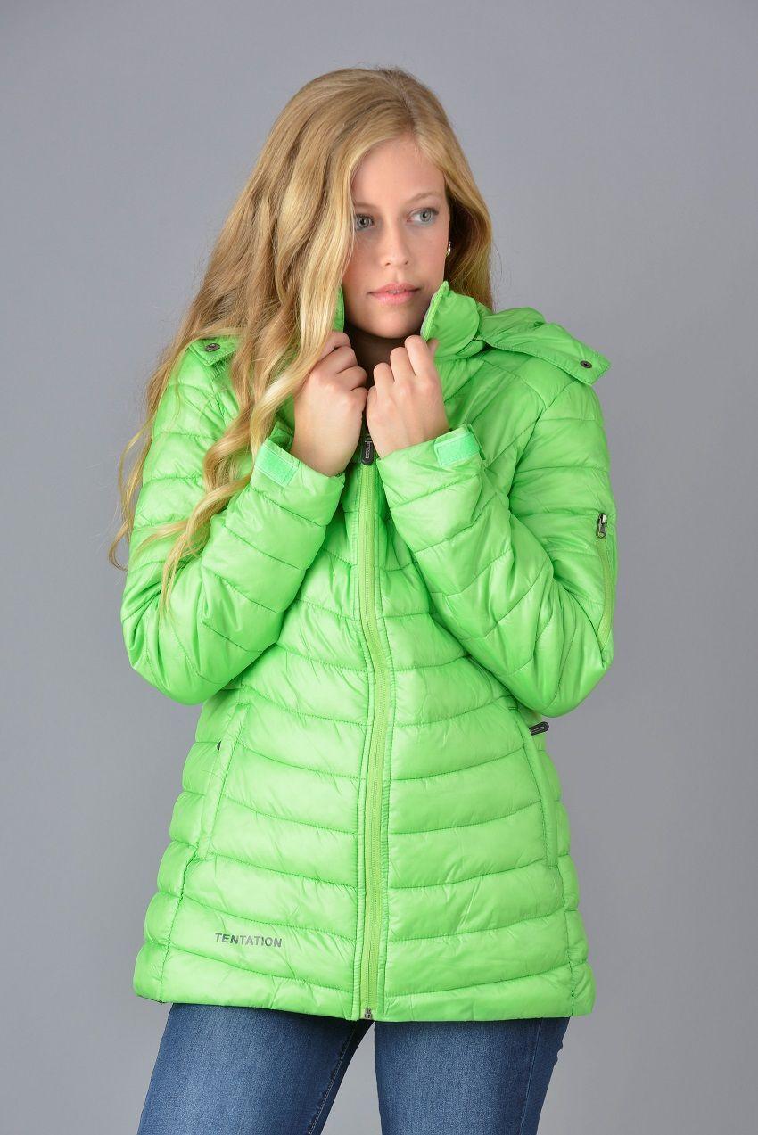Parka cadera cuello piel verde-0