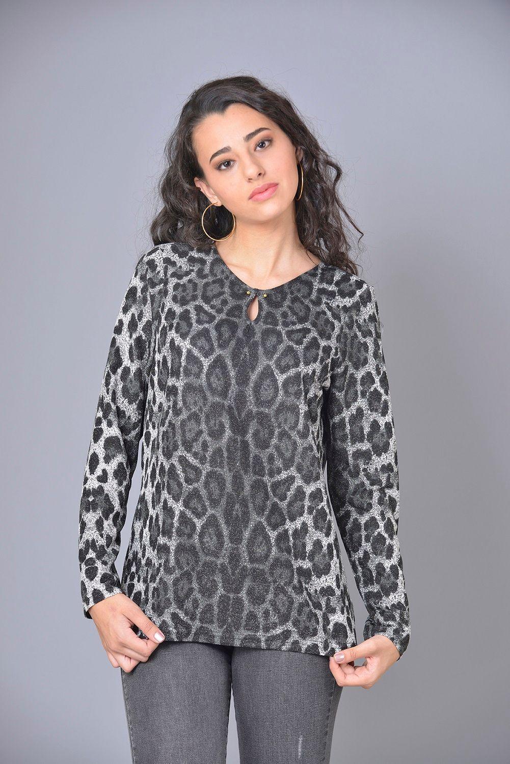 Polera animal lurex negro-0