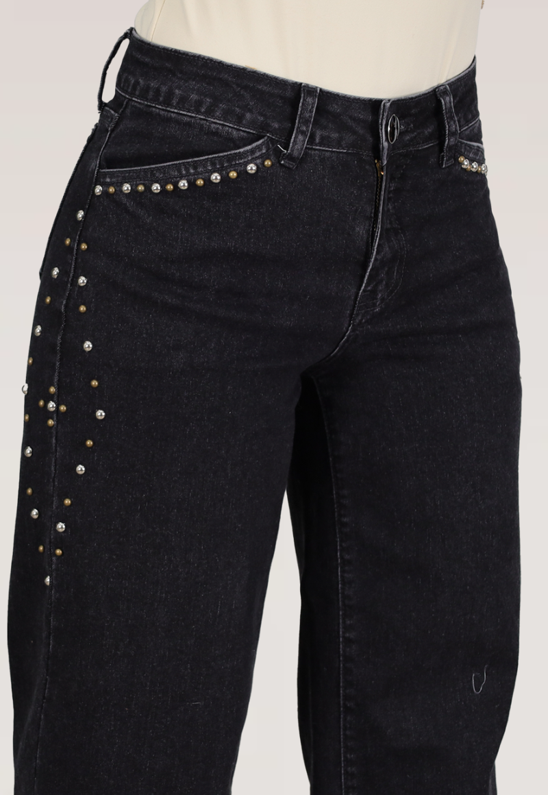 WIDE LEG TACHAS  TIRO MEDIO Negro-2