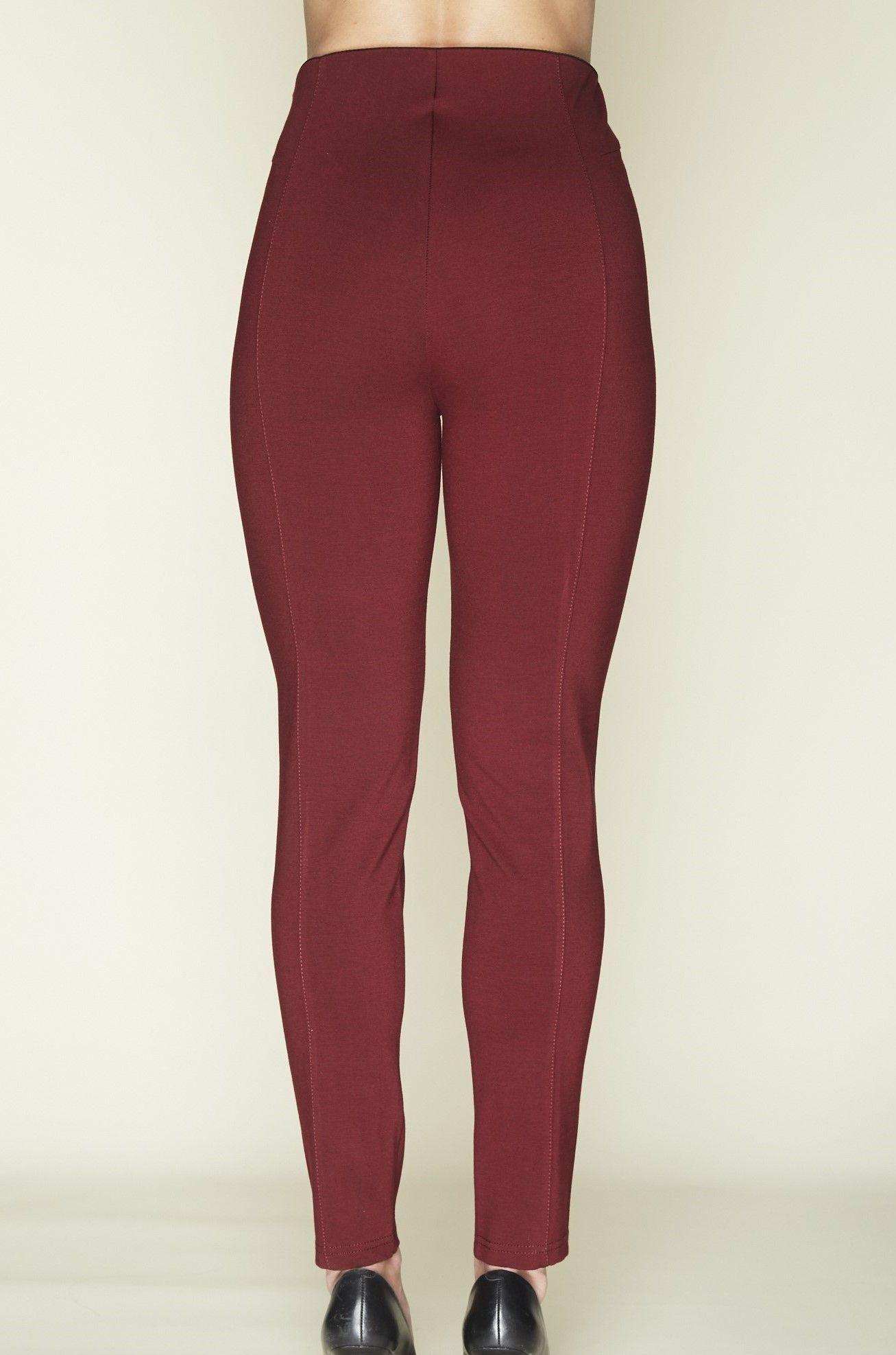Calza clasica nylon spandex burdeo-1